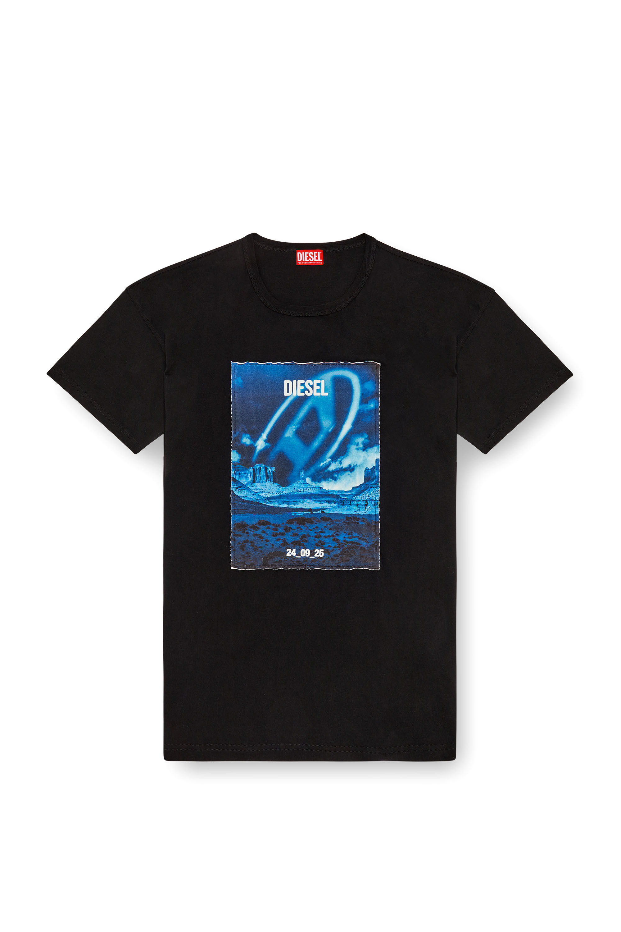 Diesel - T-BOXT-Q16, T-shirt à manches longues avec empiècement imprimé Homme in Noir - 2