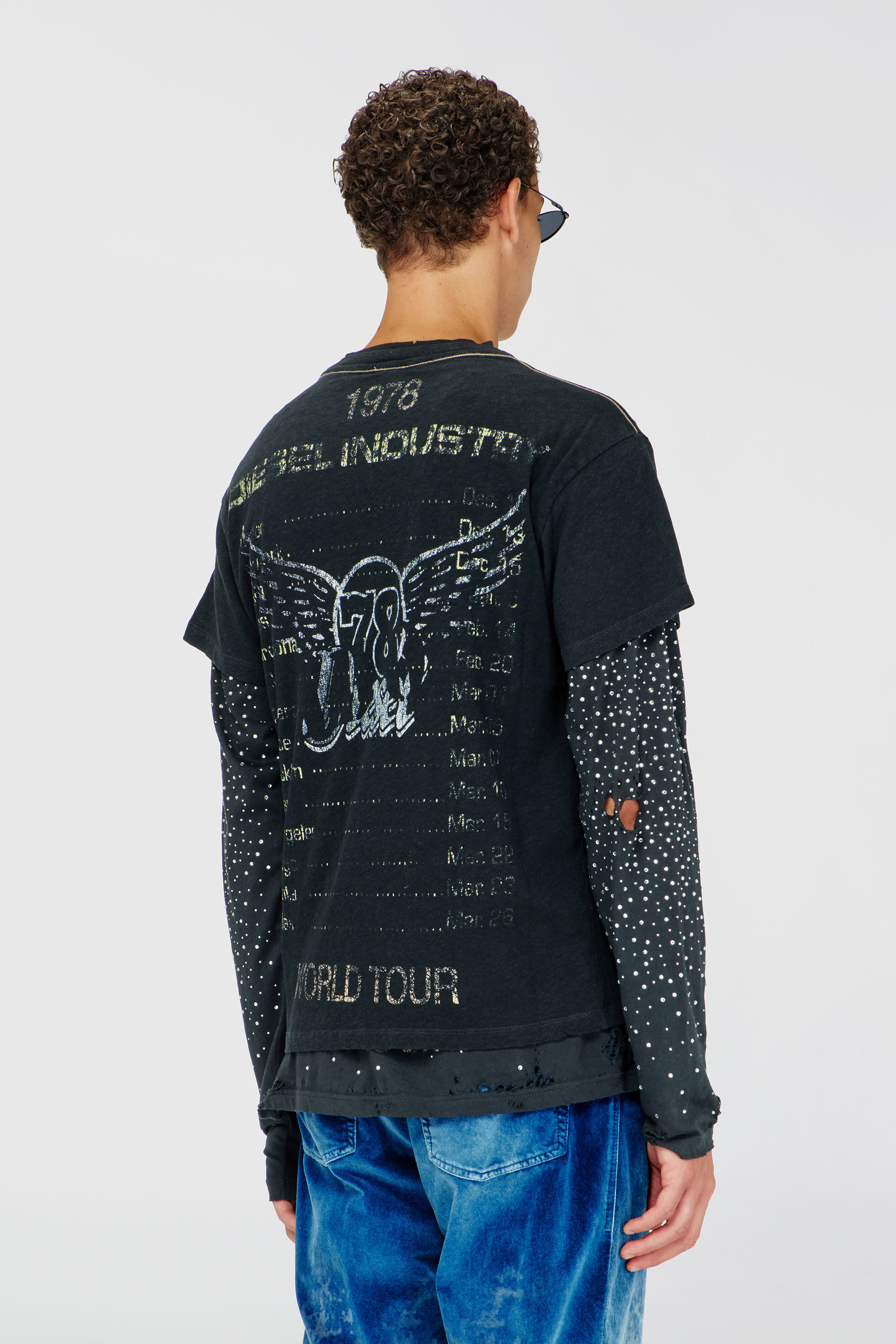 Diesel - T-GERIO-A, T-shirt en coton-chanvre avec motif concert Homme in Noir - 4
