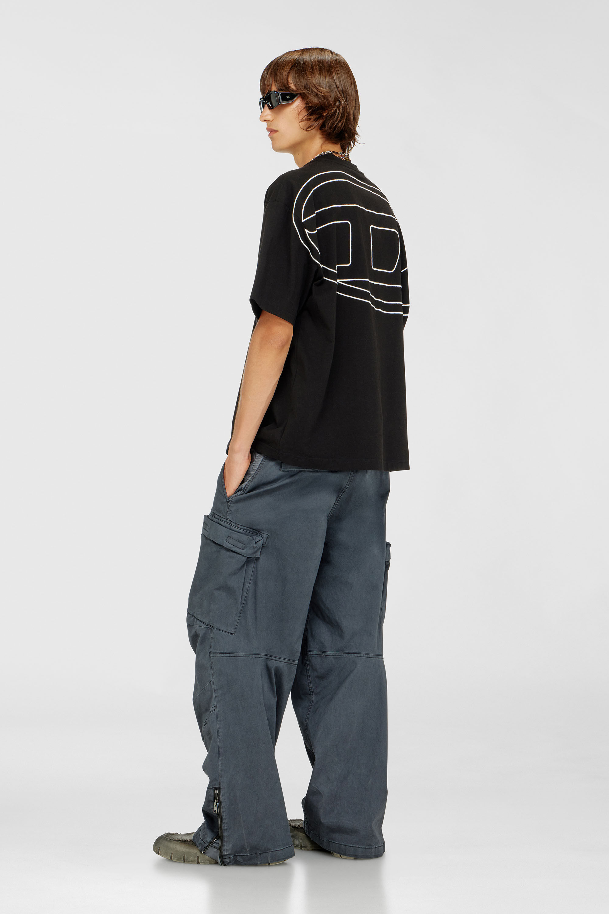 Diesel - T-BOGGY-MEGOVAL-D, T-shirt avec maxi oval D brod&eacute; Homme in Noir - 1