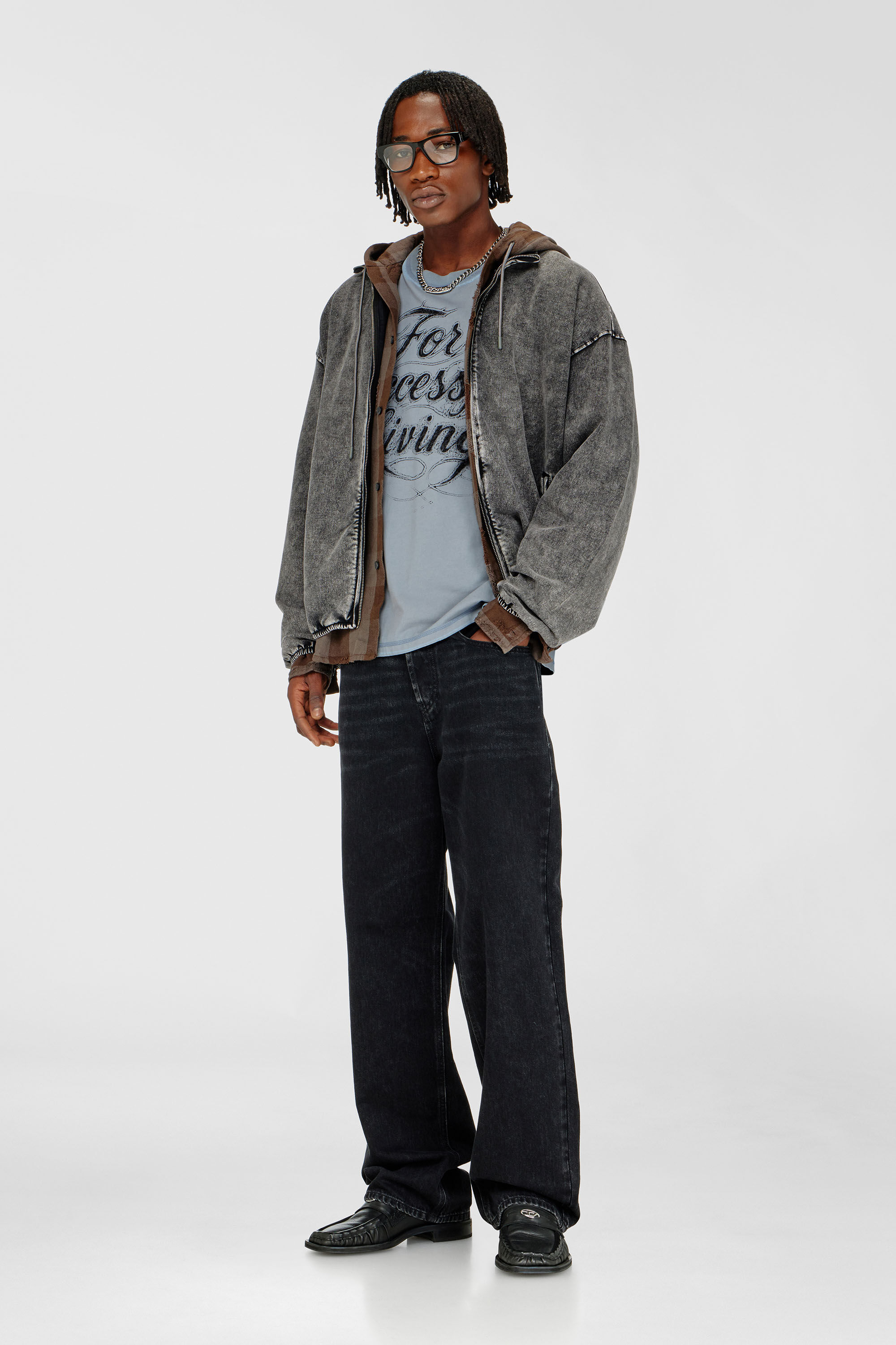 Diesel - S-CORSY, Veste sweat effet denim Homme in Gris - 1