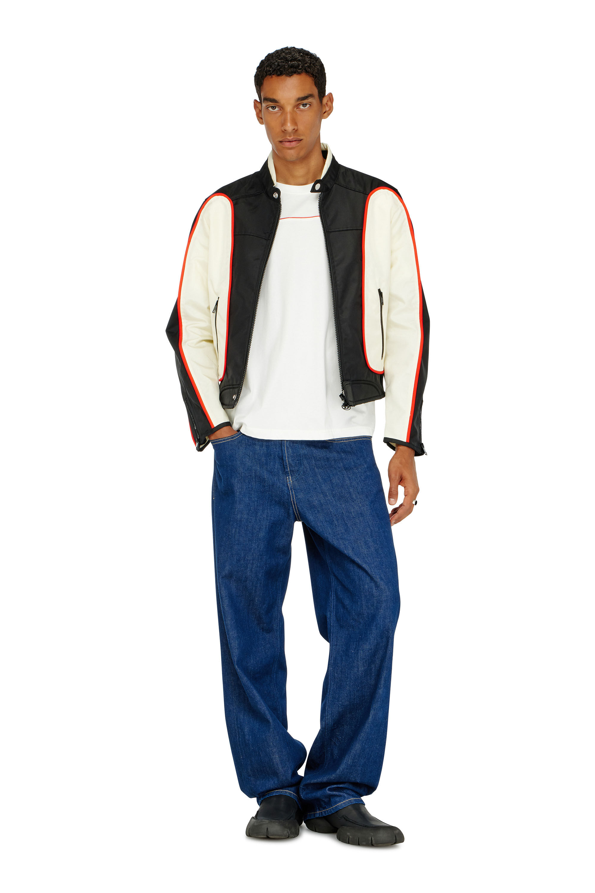 Diesel - T-NORM-PIPING, T-shirt avec passepoil contrastant Homme in Blanc - 1