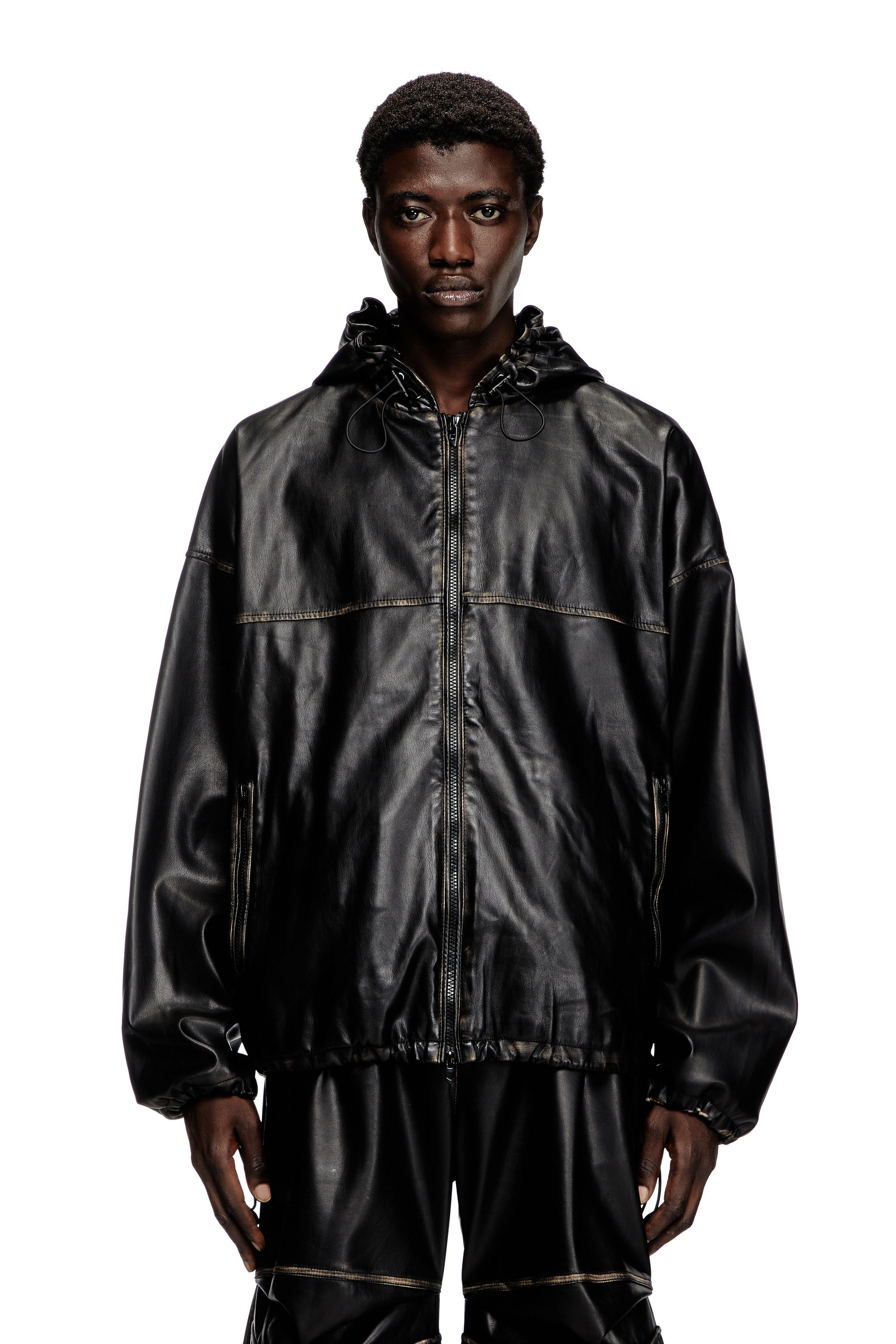 Diesel - J-ANTIL, Veste à capuche effet vieilli Mixte in Noir - 3