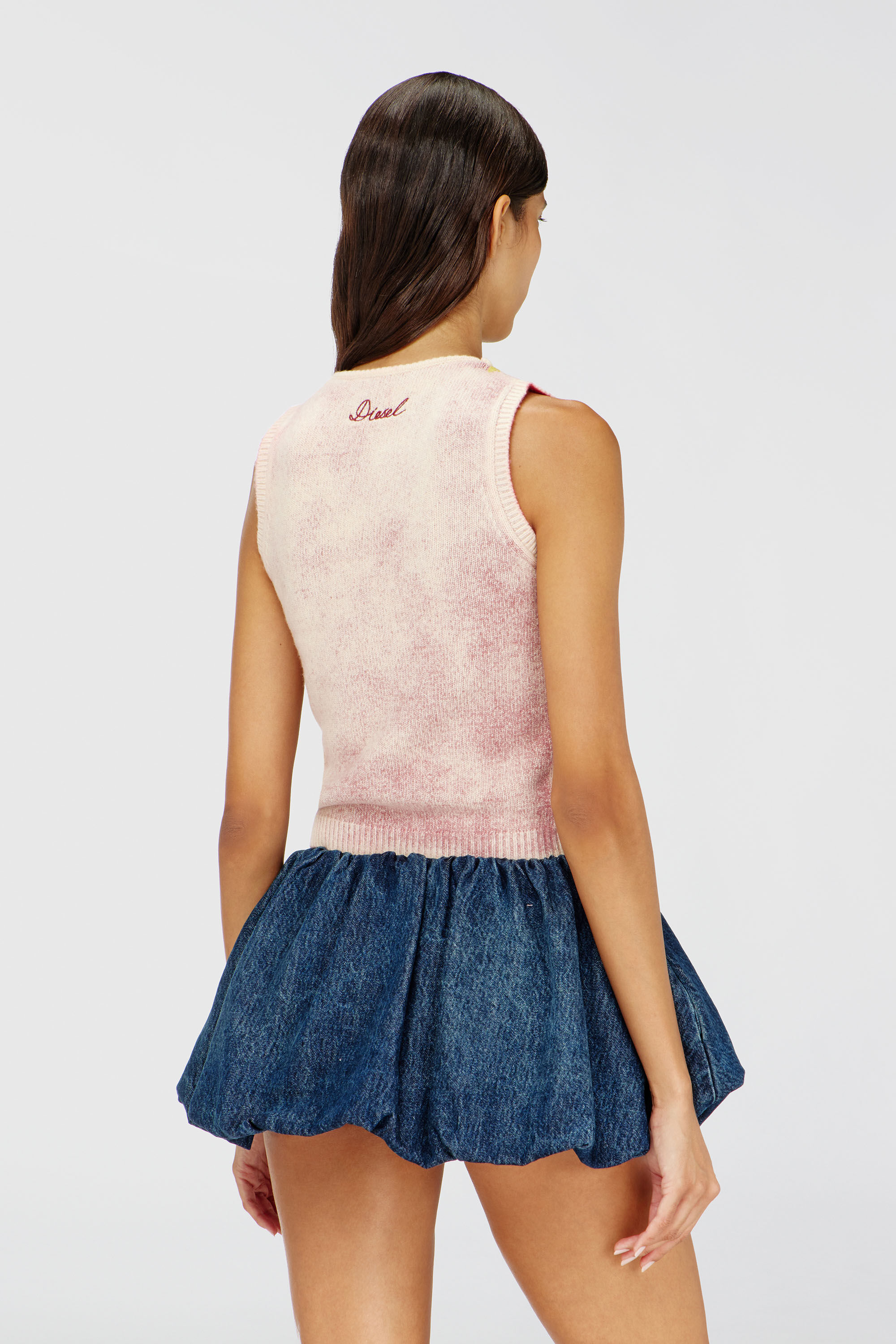 Diesel - M-RARIS, Gilet en maille &agrave; motif floral en laine m&eacute;lang&eacute;e Femme in Rose - 4