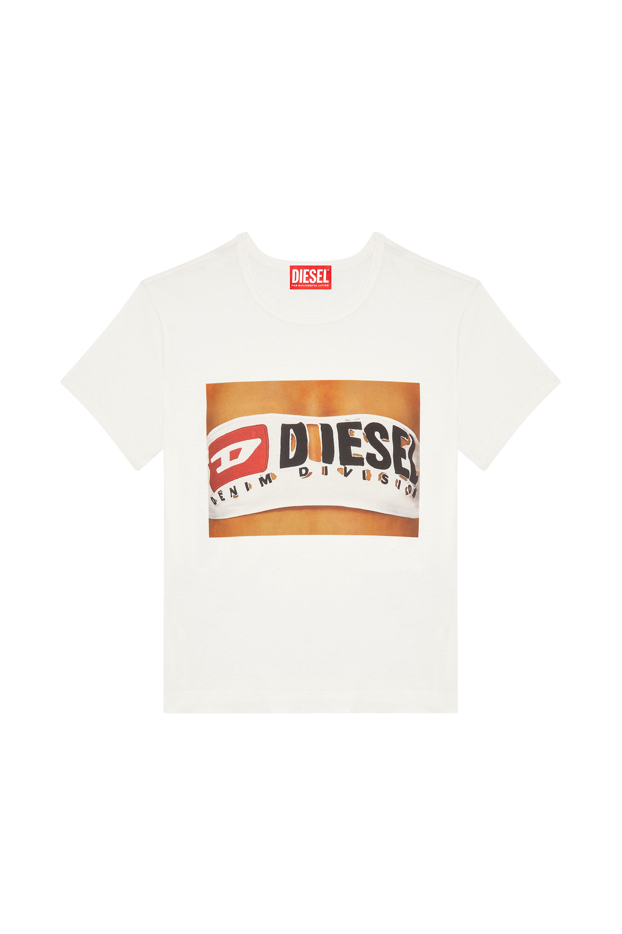 Diesel - T-UNCUTIE-LONG-N17, T-shirt avec imprimé bandeau Diesel Femme in Blanc - 1