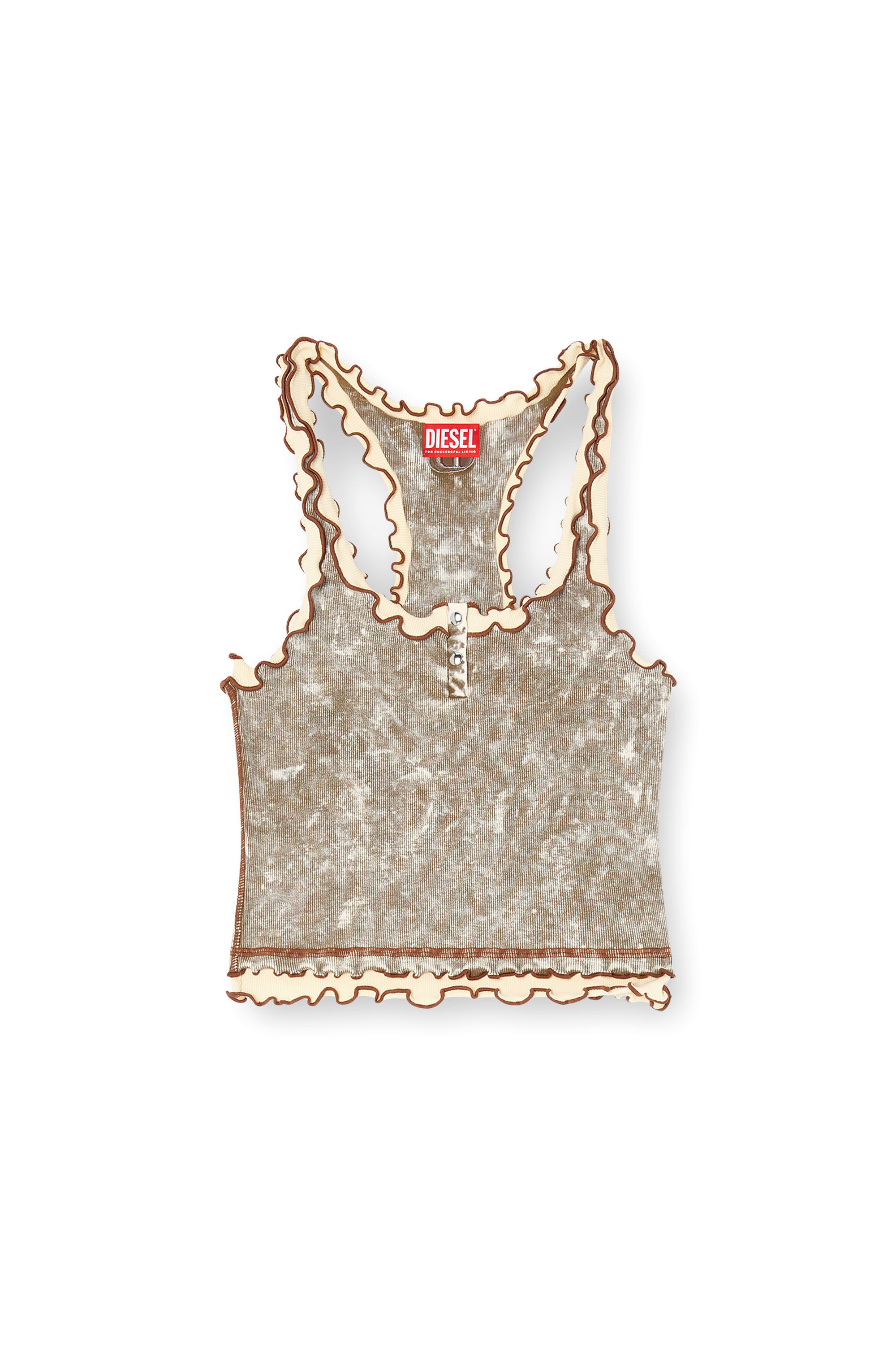 Diesel - T-ILIA-Q1, Débardeur marbré avec volants Femme in Vert - 2