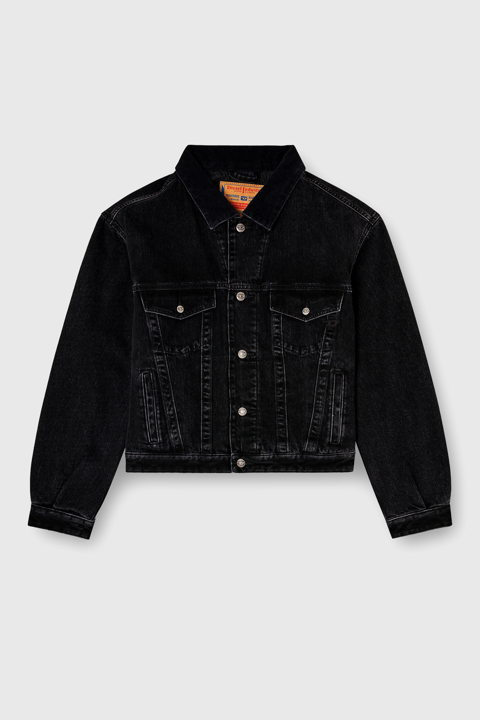 Diesel - D-RANGER-T, Veste rembourr&eacute;e de camionneur en denim Mixte in Noir - 2