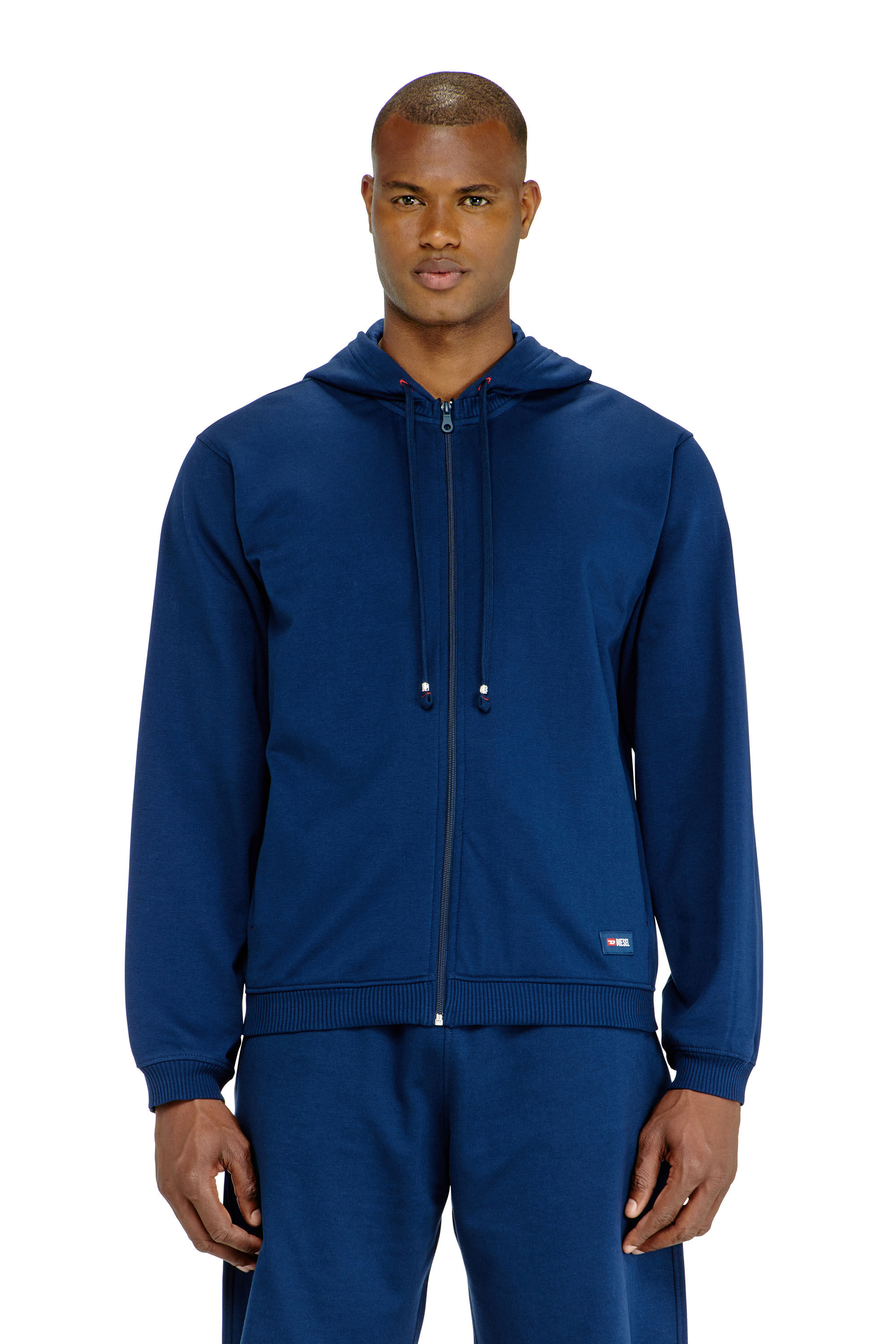 Diesel - JOY-D-CORE, Sweat &agrave; capuche en m&eacute;lange de coton gratt&eacute; Homme in Bleu - 2
