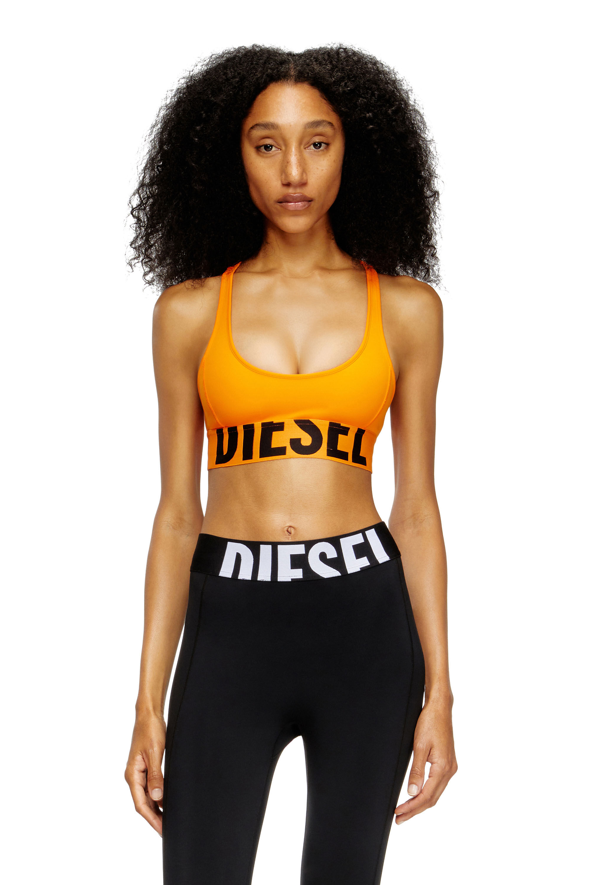 Diesel - ALLISON-D-POP, Brassi&egrave;re de sport en microfibre avec logo tronqu&eacute; Femme in Orange - 3