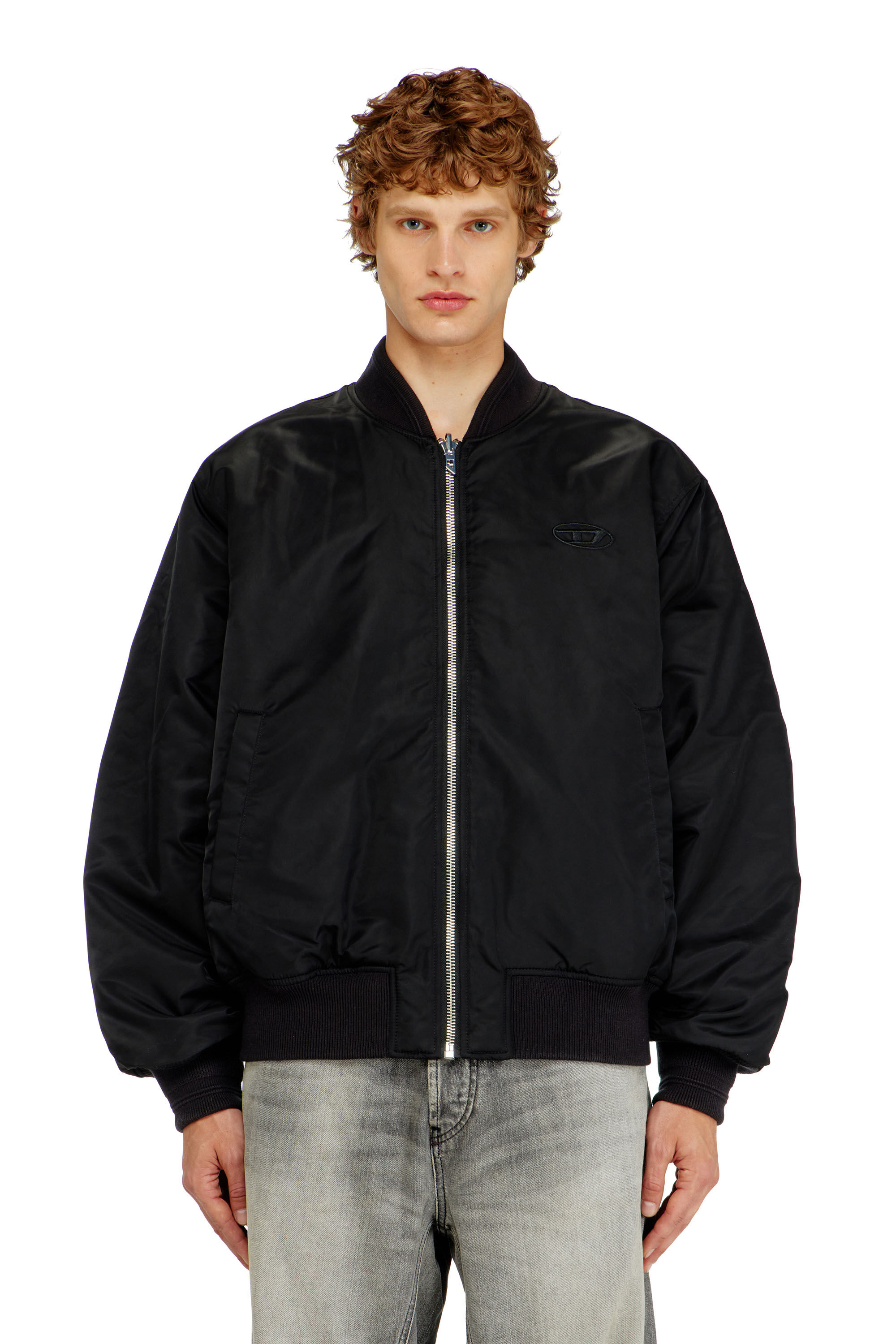 Diesel - W-TYPE-D1, Blouson aviateur rembourr&eacute; avec broderie Oval D Homme in Noir - 3