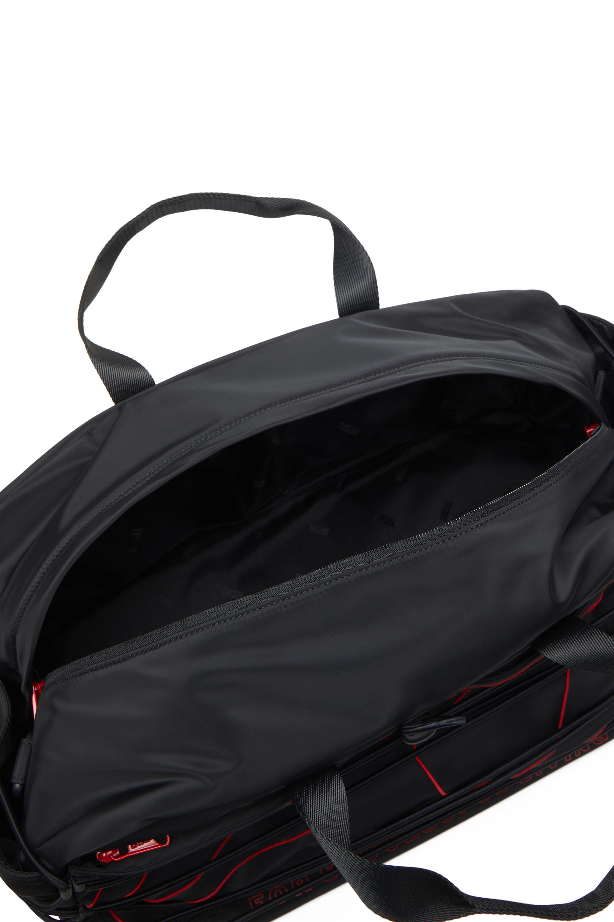 Diesel - TECH-D DUFFLE X, Tech-D-Sac polochon en nylon avec broderie Oval D Mixte in Noir - 2