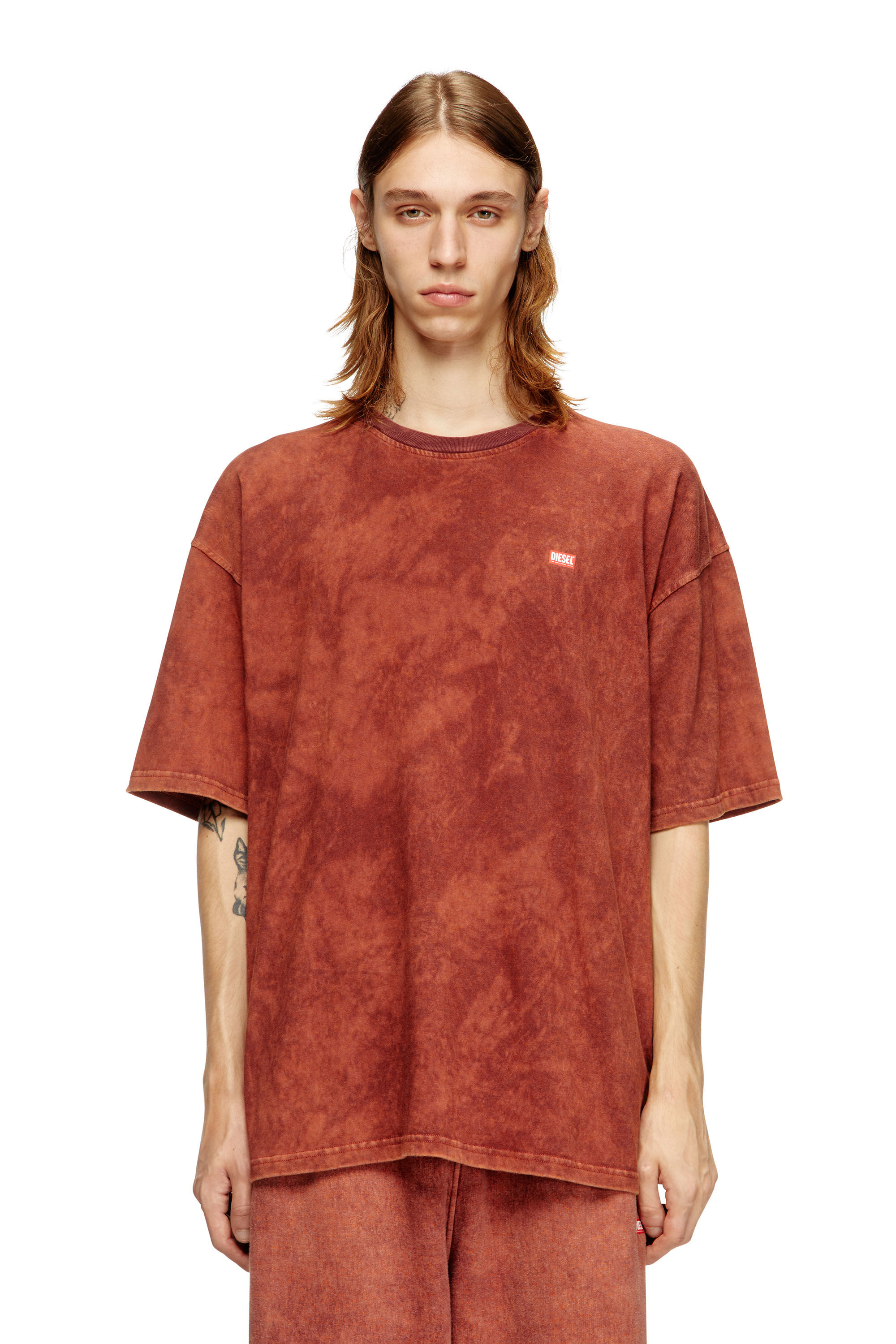 Diesel - T-BOXT-T4, T-shirt en jersey vanisé avec logo Homme in Marron - 3