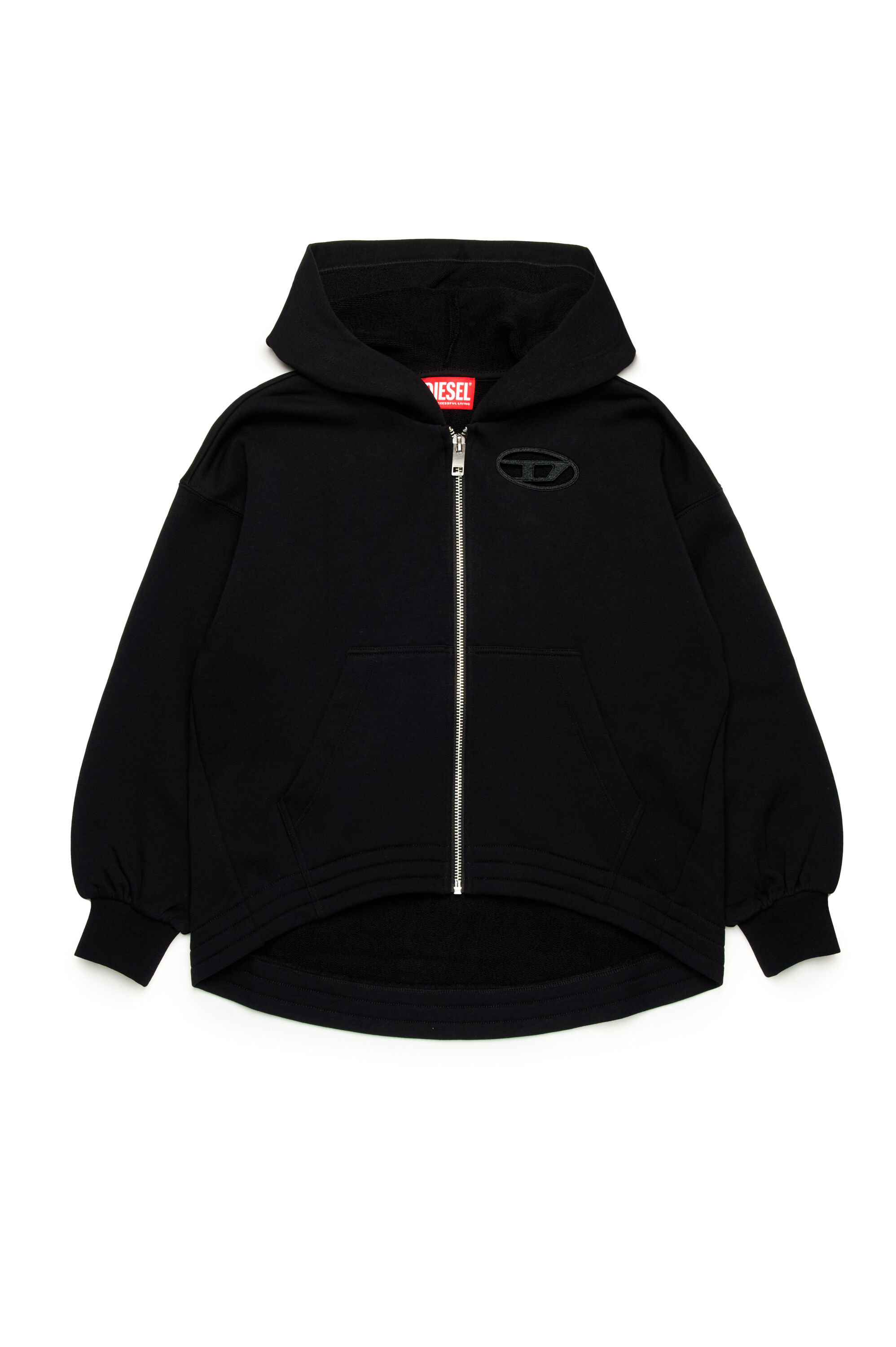 Diesel - SFPERU, Sweat-shirt à capuche zippé avec cut-out à logo Oval D Femme in Noir - 1