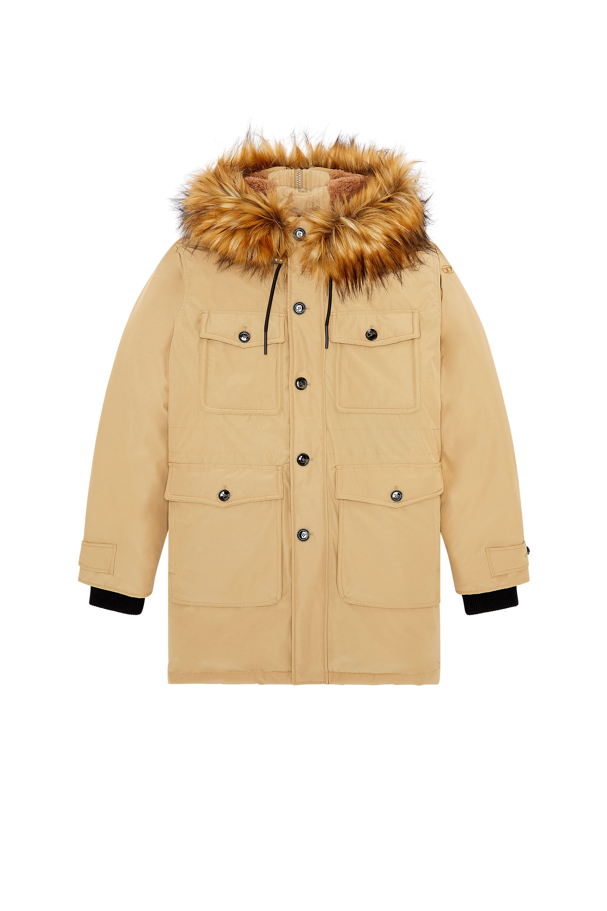 Parka matelassee avec bordure pelucheuse sur la capuche Homme Marron Diesel