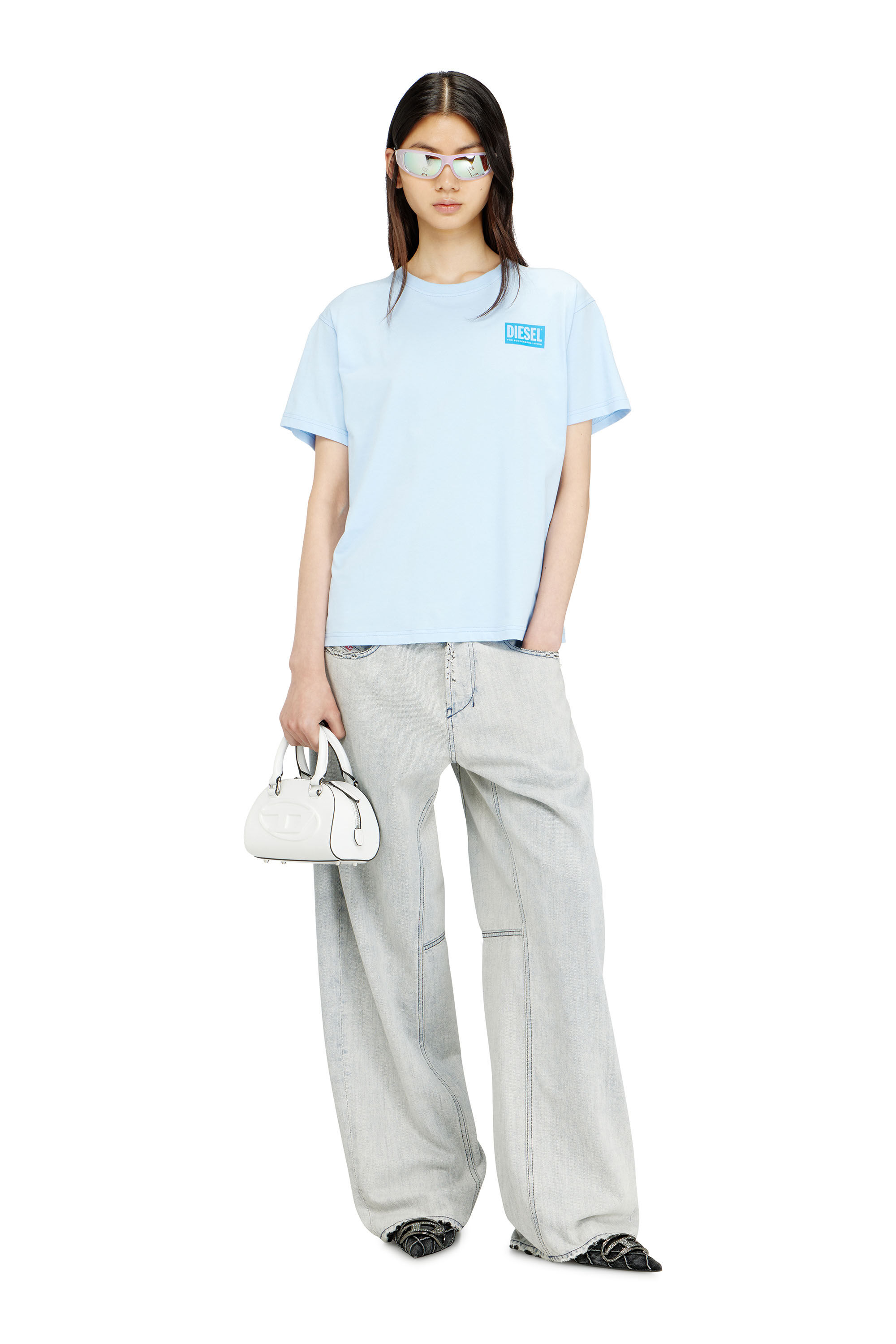 Diesel - T-NORMY-S6, T-shirt en jersey de coton biologique avec encolure ras-du-cou et imprim&eacute; logo Femme in ToBeDefined - 1