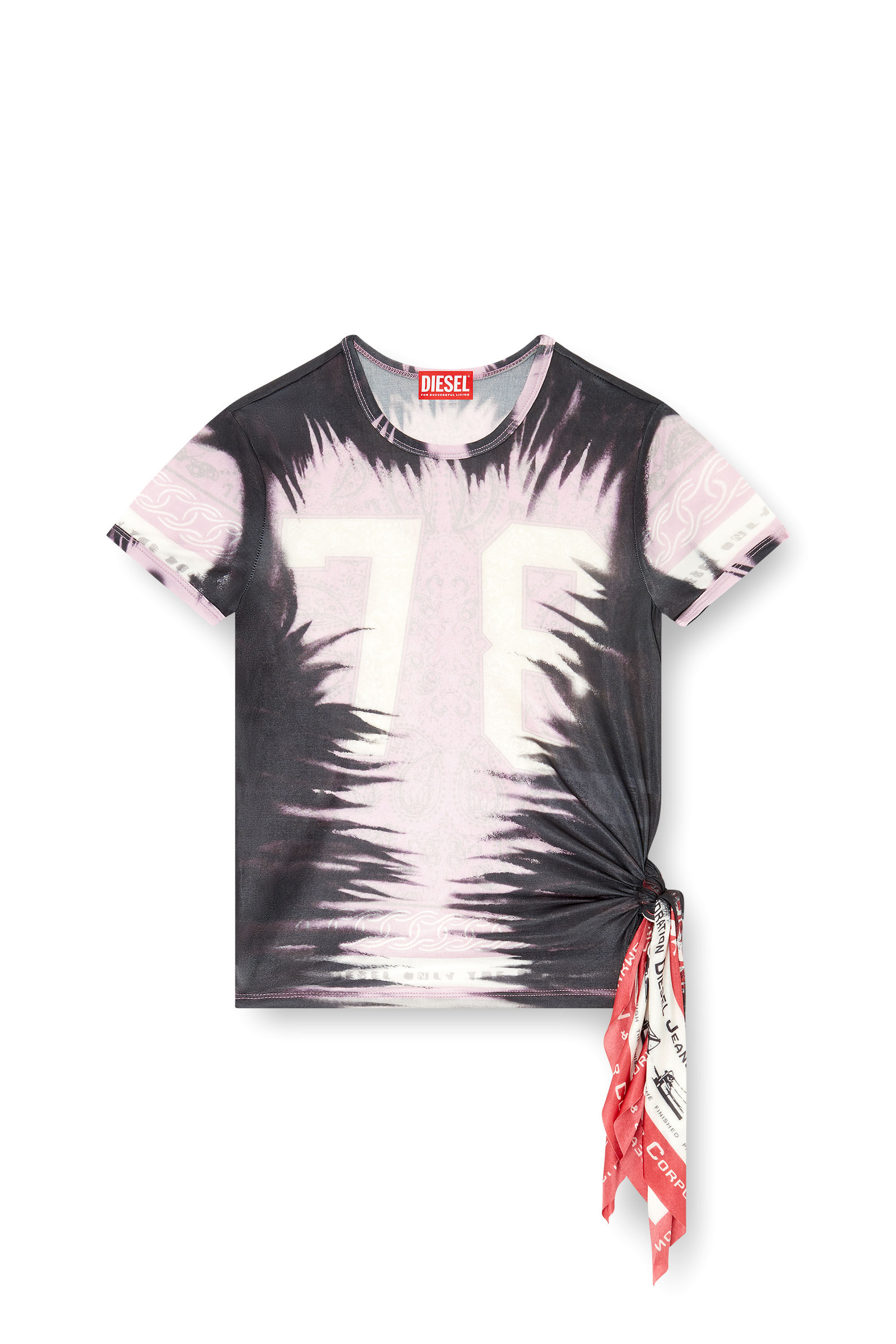 Diesel - T-DASHA, Top drapé avec nœud bandana Femme in Polychrome - 2