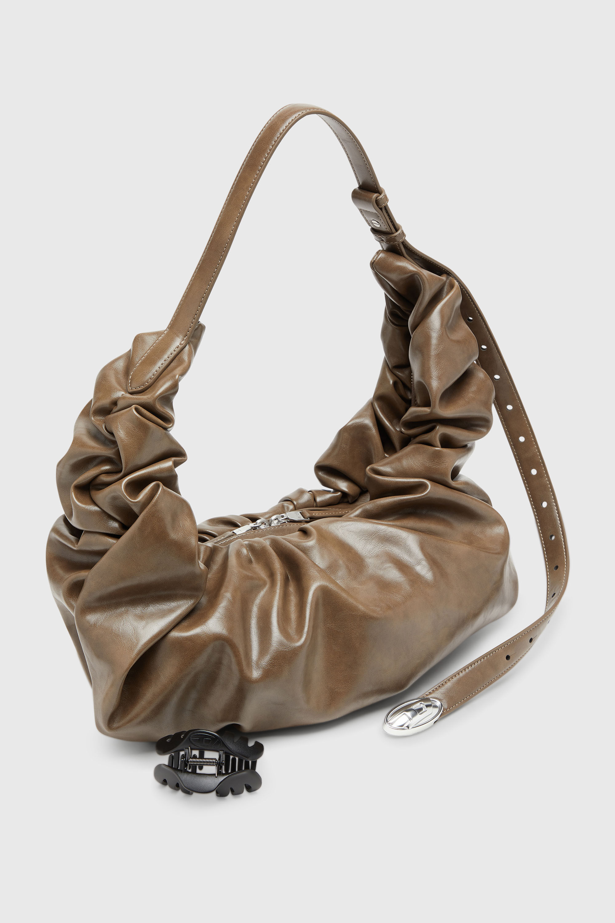 Diesel - GRAB-D HOBO L, Grab-D-Grand sac hobo froiss&eacute; Femme in Beige - 6