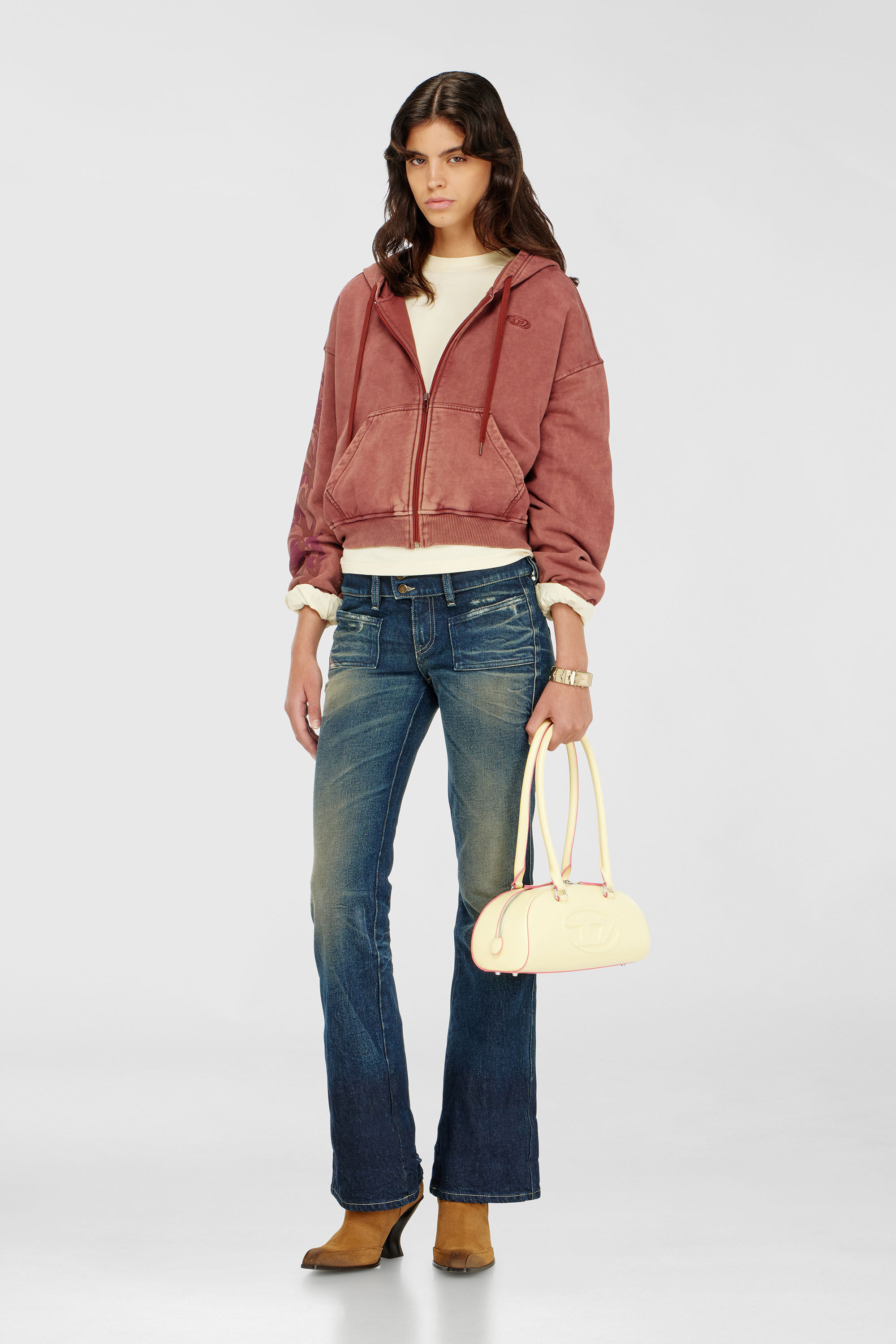 Diesel - 1DR DOME SHOULDER EW, 1DR Dome - Sac bowling allong&eacute; en cuir Femme in Jaune - 1