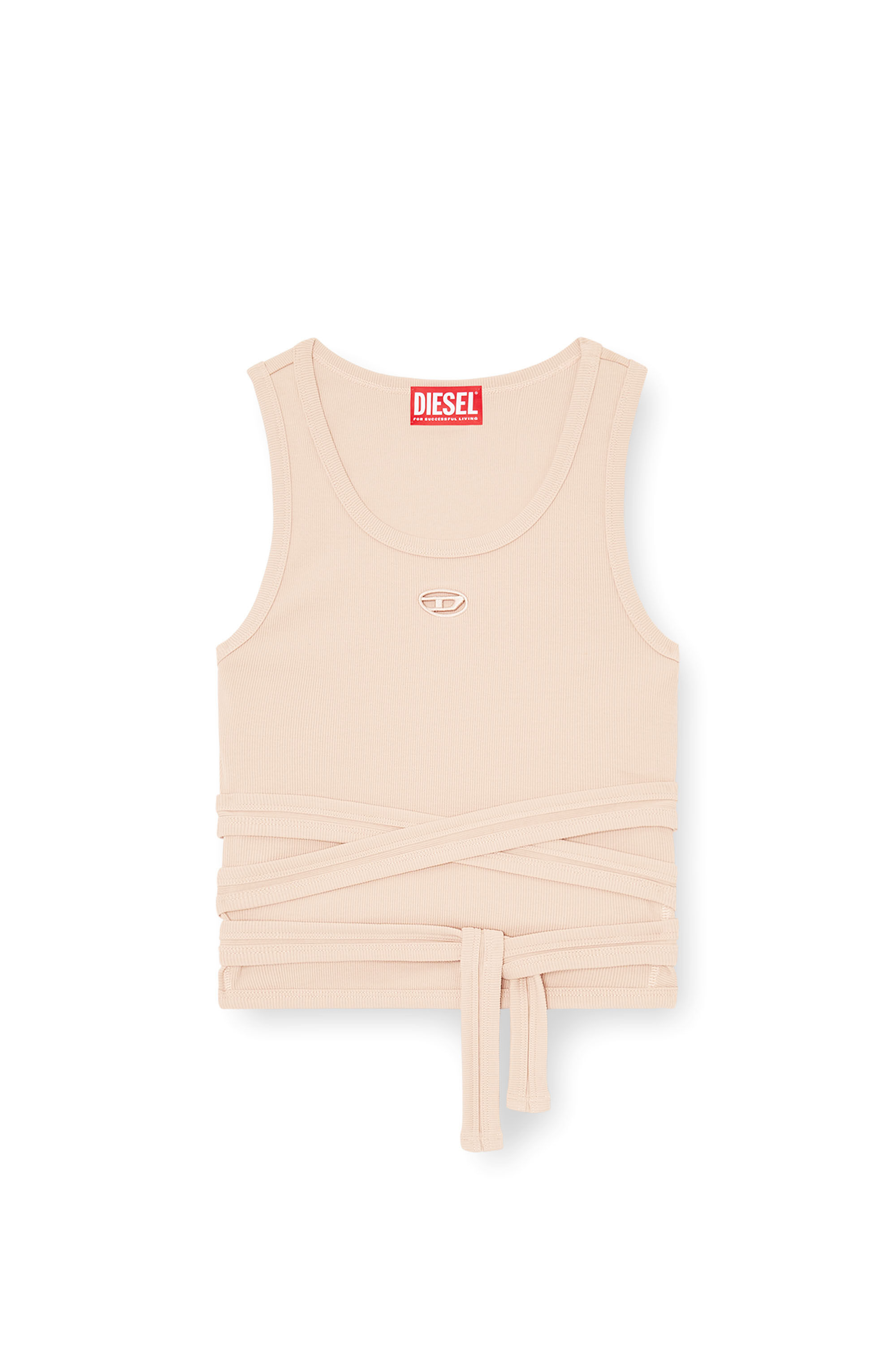 Diesel - T-ANKY-TAIL-S1, Crop top avec lacets enveloppants Femme in Rose - 2