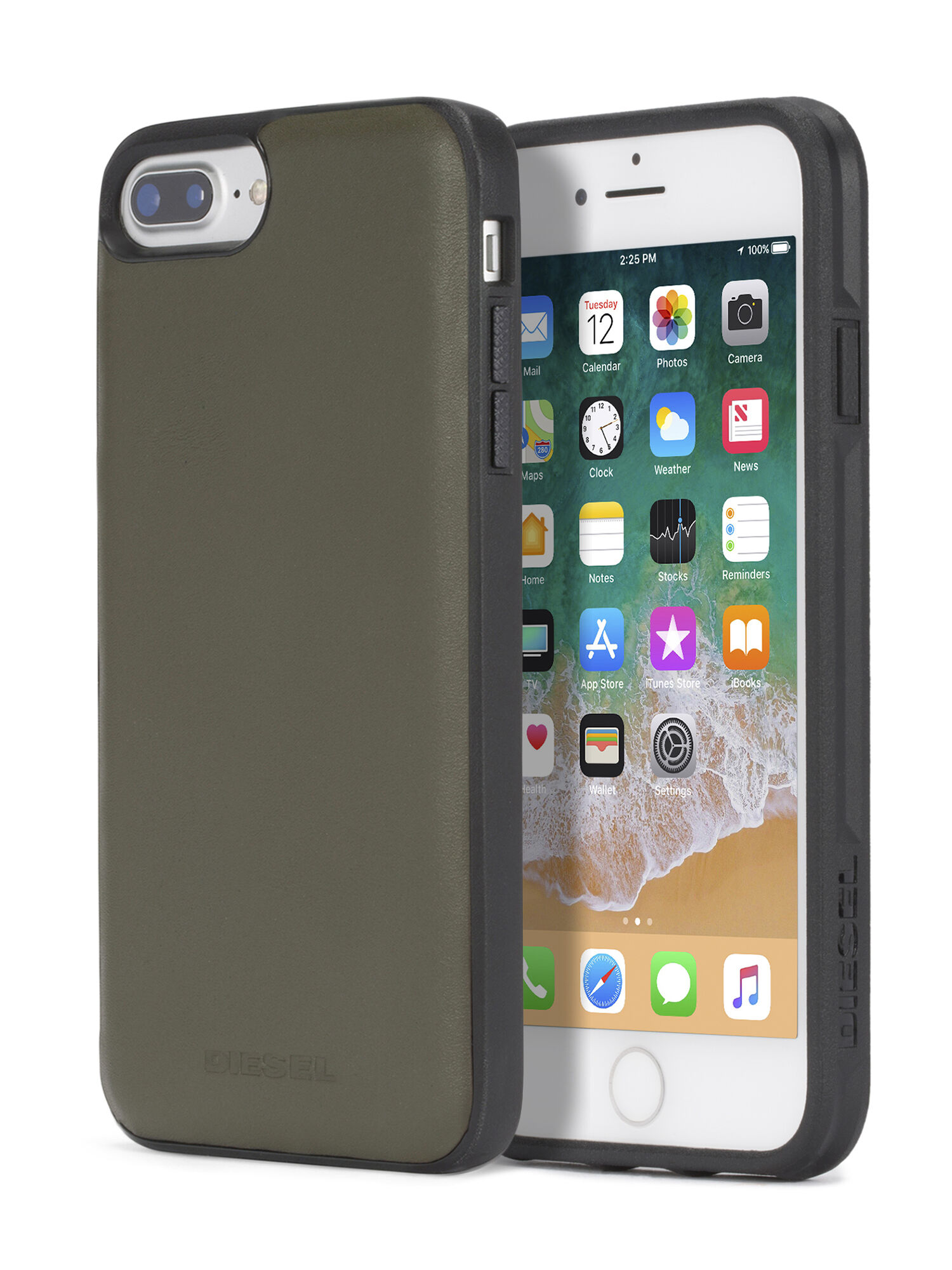 Diesel - OLIVE GREEN LEATHER IPHONE X CASE, Coque en cuir vert olive, iPhone X Mixte in Vert - 1