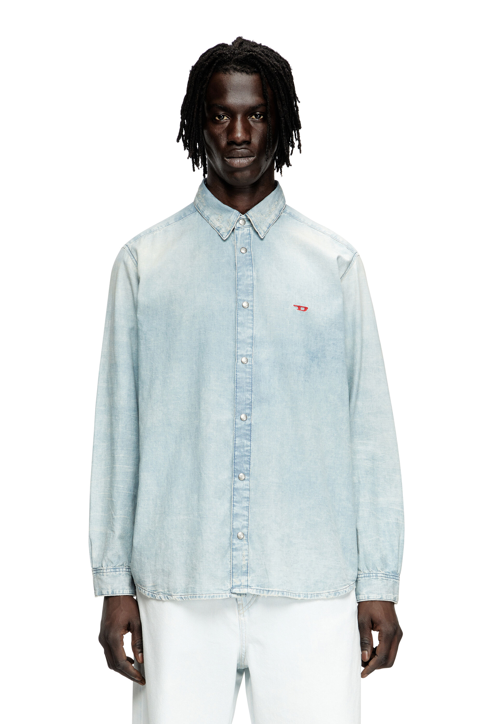 Diesel - D-SIMPLY, Chemise en denim effet blanchi Homme in Bleu - 3