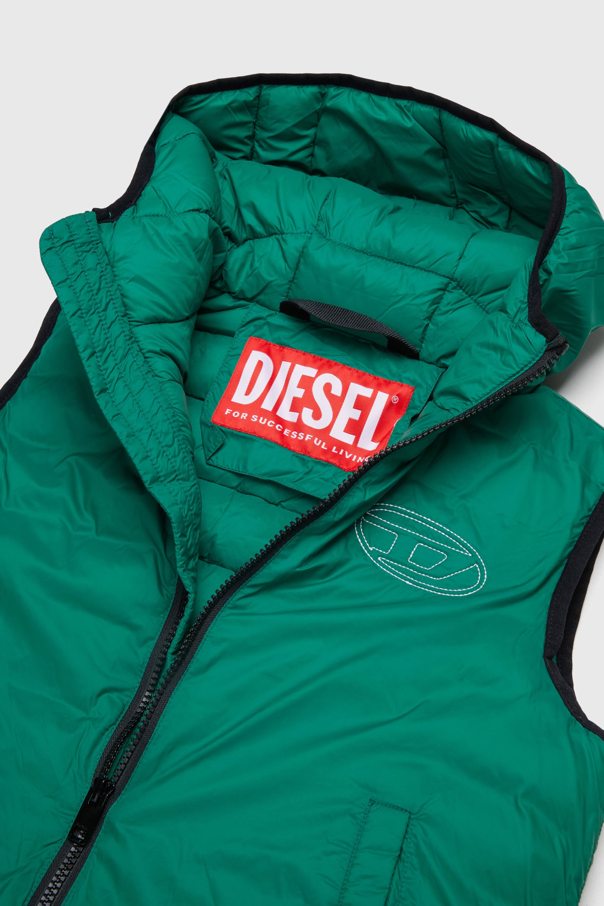Diesel - JOSIP, Gilet &agrave; capuche en nylon matelass&eacute; Mixte in Vert - 3