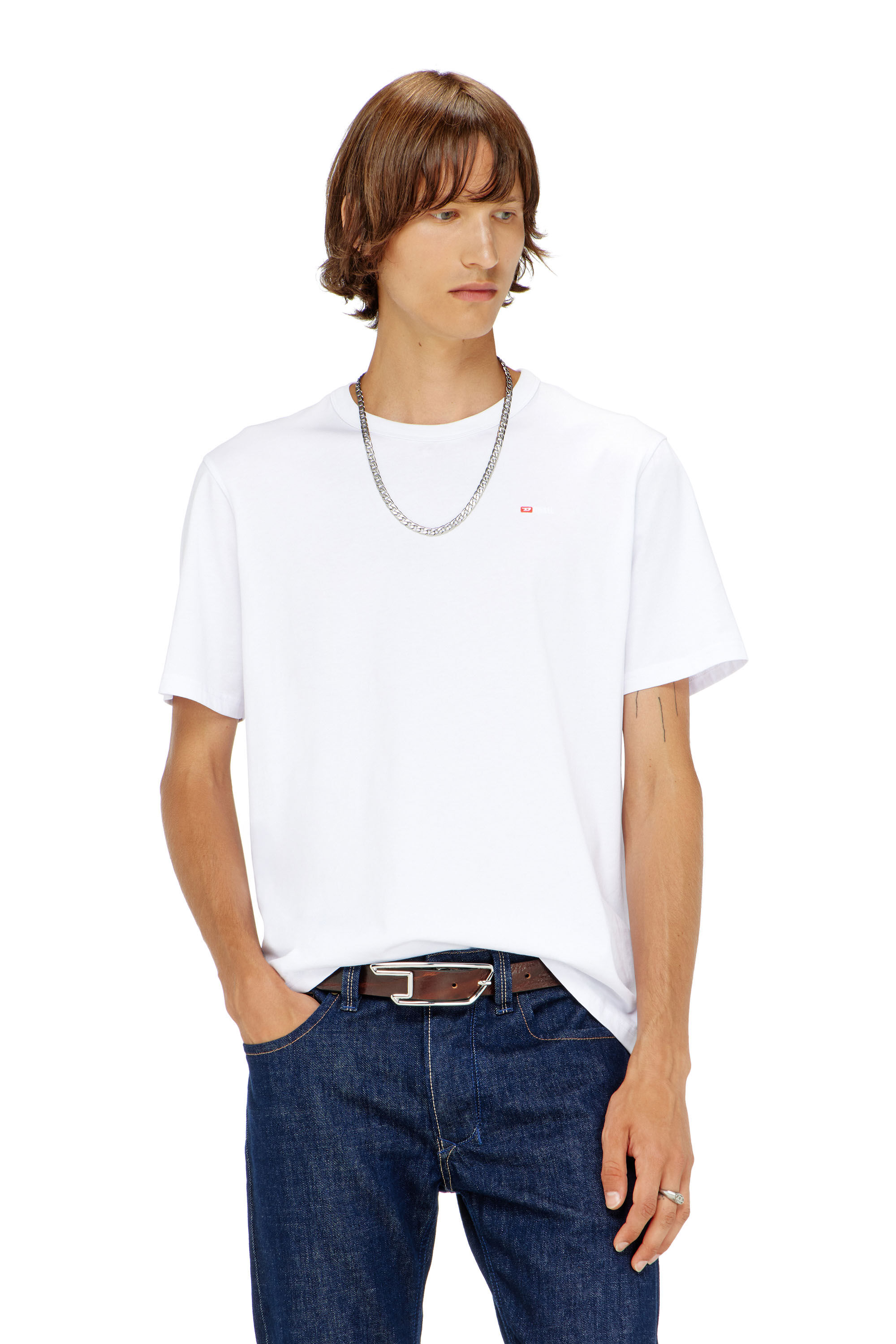 Diesel - T-ADJUST-MICRODIV, T-shirt avec logo micro-brod&eacute; Mixte in Blanc - 3