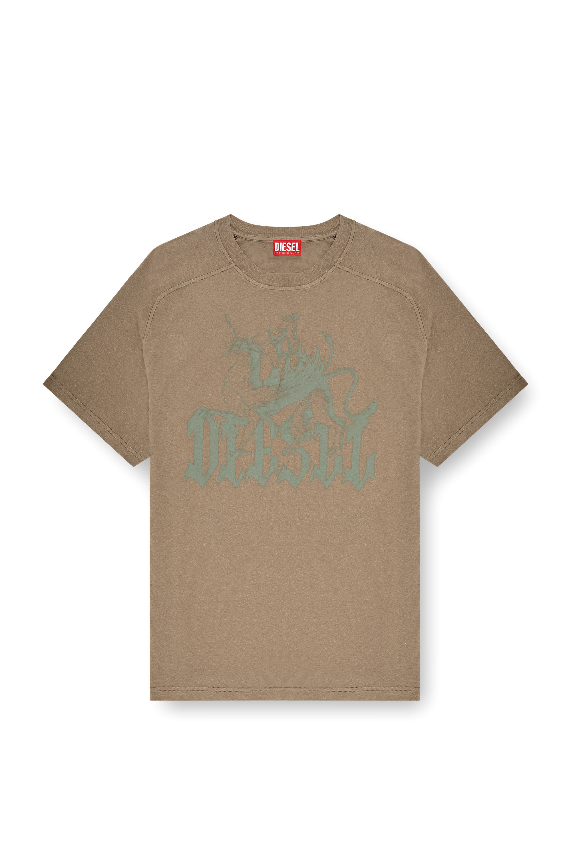 Diesel - T-JUSSI-A, T-shirt imprim&eacute; en coton et chanvre Homme in Beige - 2
