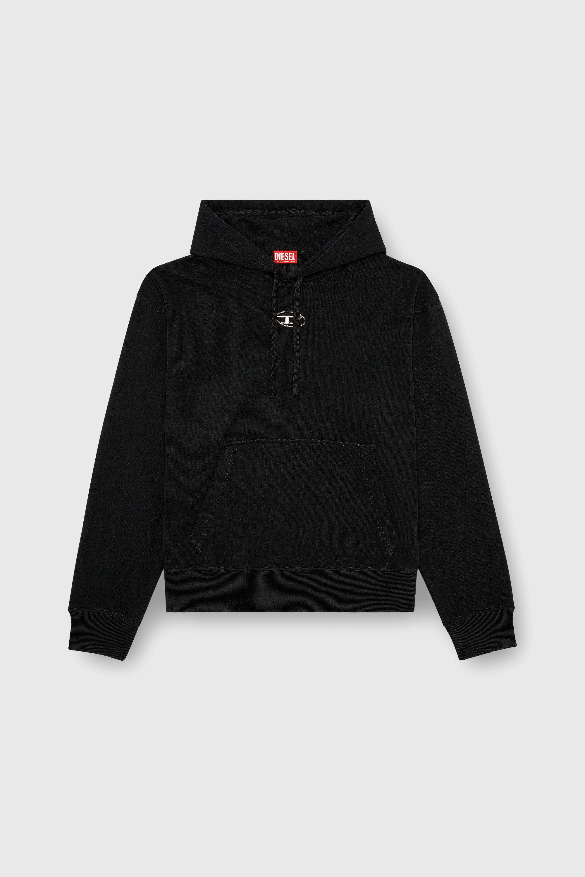 Diesel - S-MACS-HOOD-OD, Sweat-shirt &agrave; capuche oversize avec logo m&eacute;tallis&eacute; Homme in Noir - 2