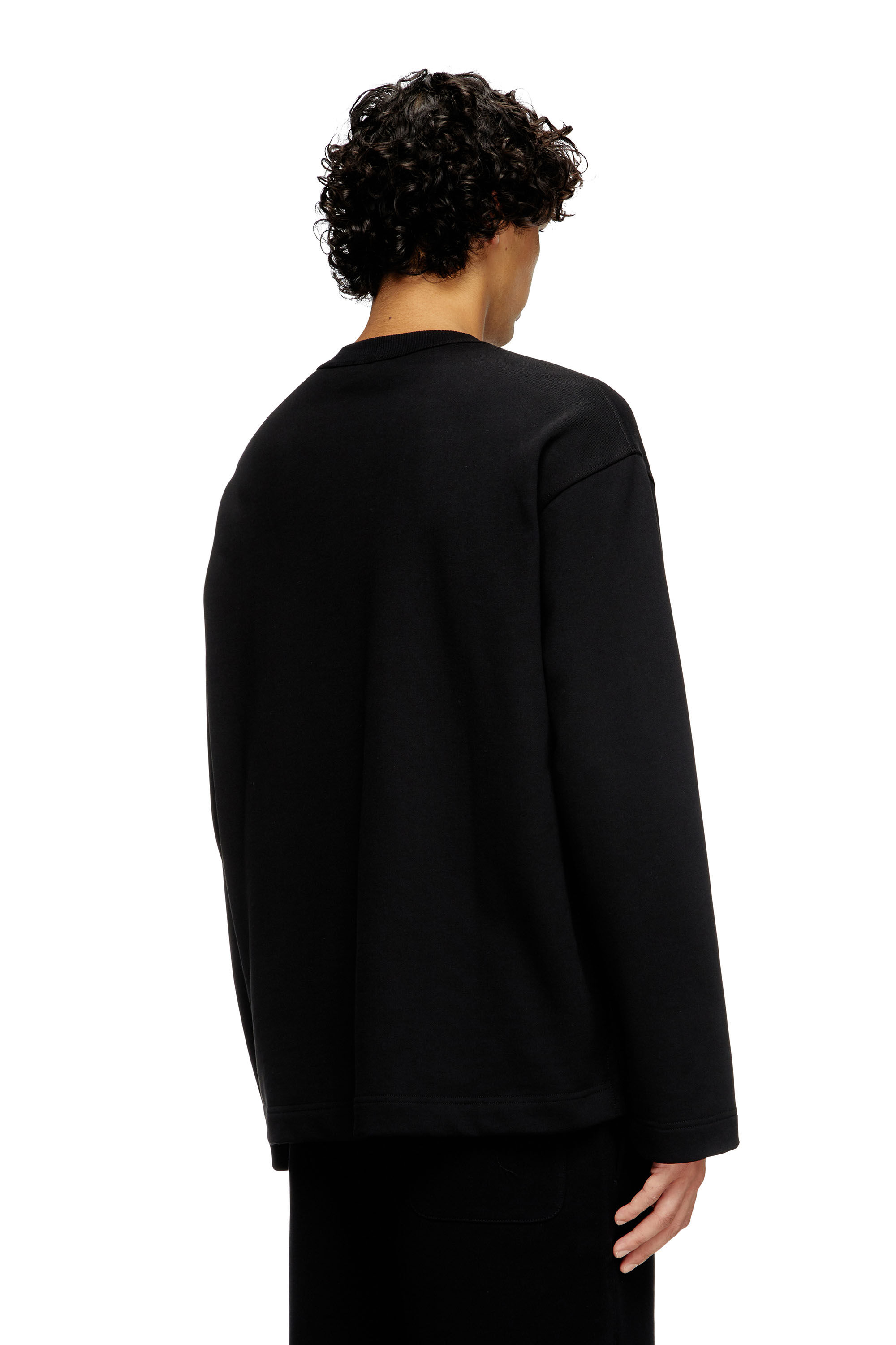 Diesel - S-MACSIS-OD, Sweat-shirt avec logo m&eacute;tallis&eacute; Homme in Noir - 4