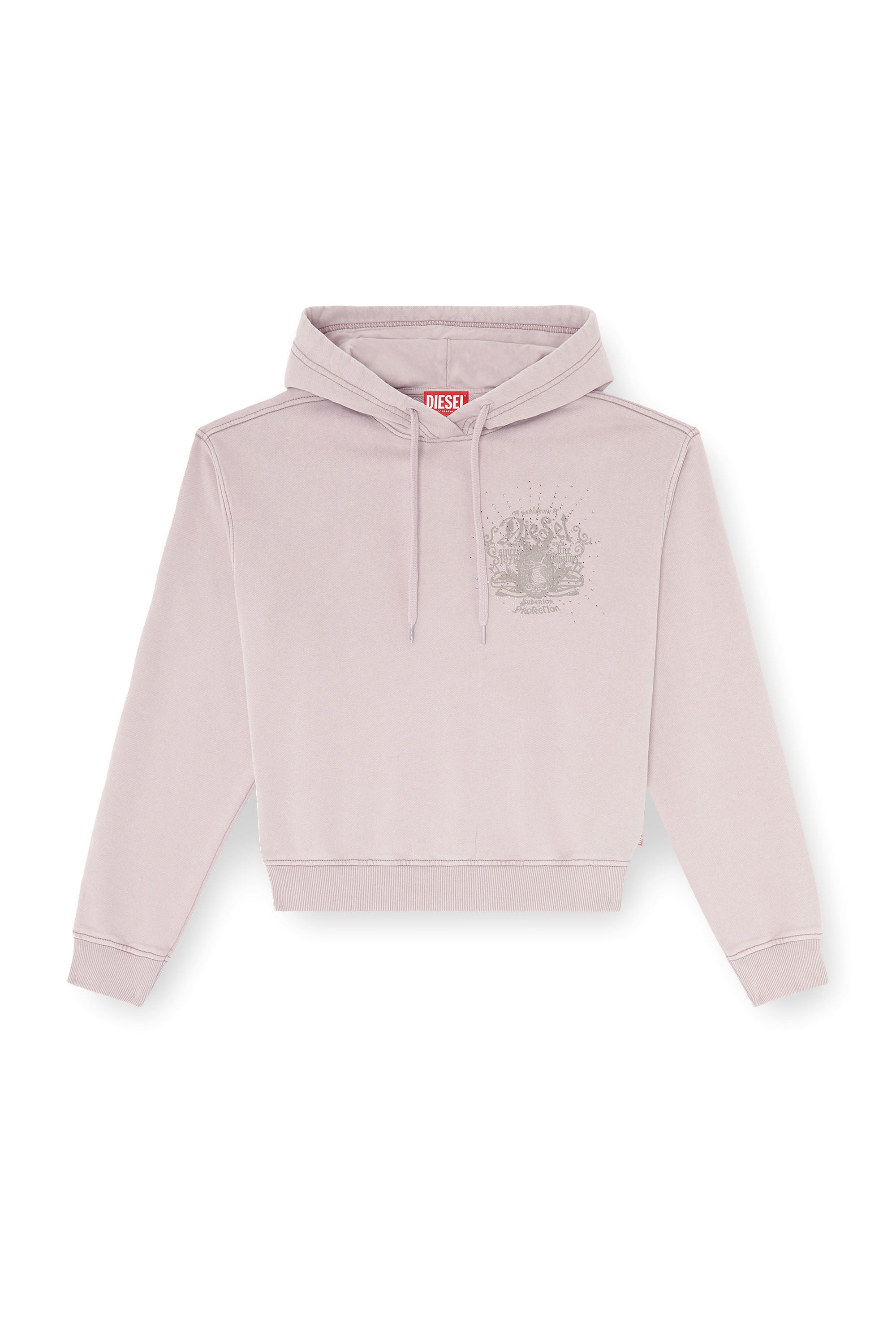 Diesel - F-PHOENY, Sweat &agrave; capuche avec imprim&eacute;s et clous strass Femme in Violet - 2