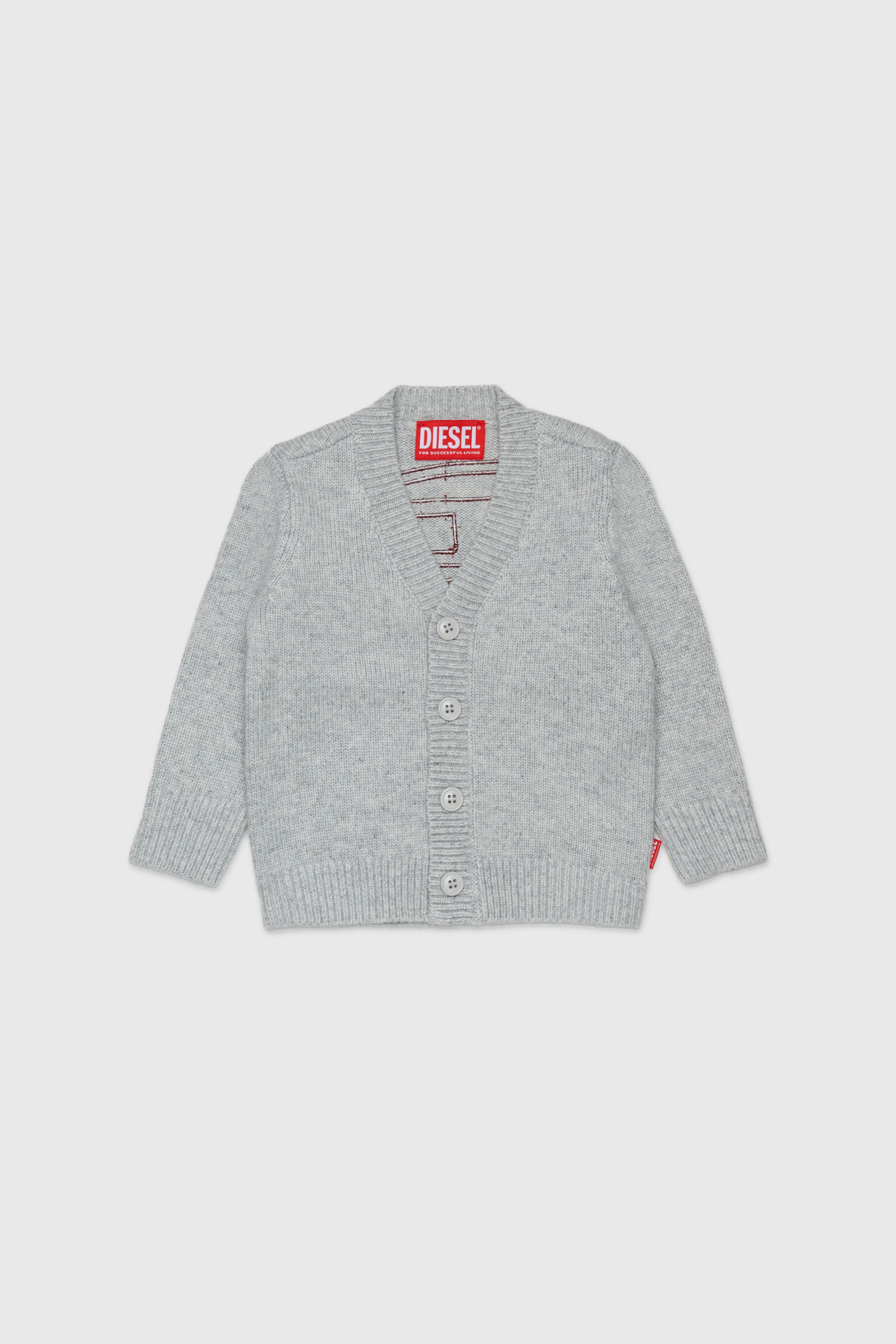 Diesel - KOLYB, Cardigan enrichi de cachemire avec grand Oval D Homme in Gris - 1