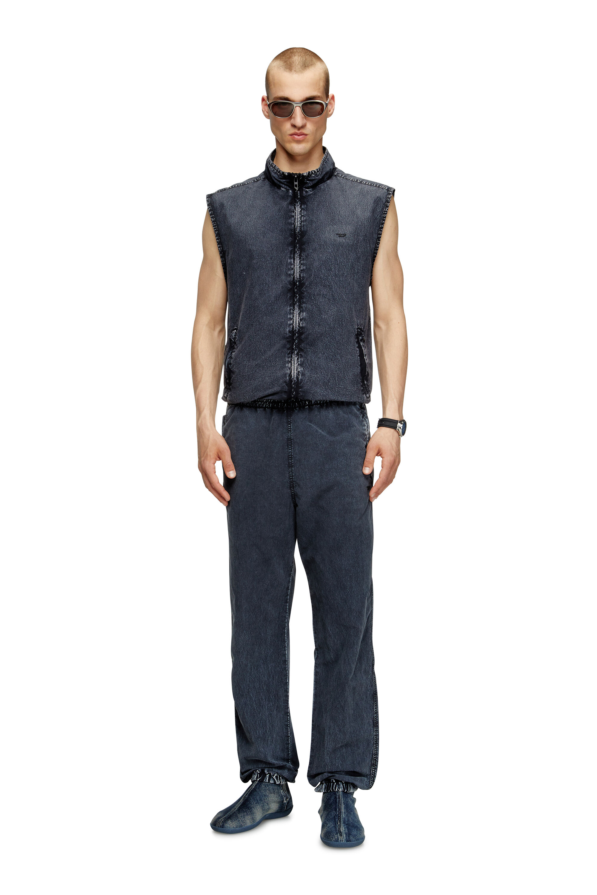 Diesel - J-ERB, Gilet en taslan de nylon recyclé Homme in Bleu - 1