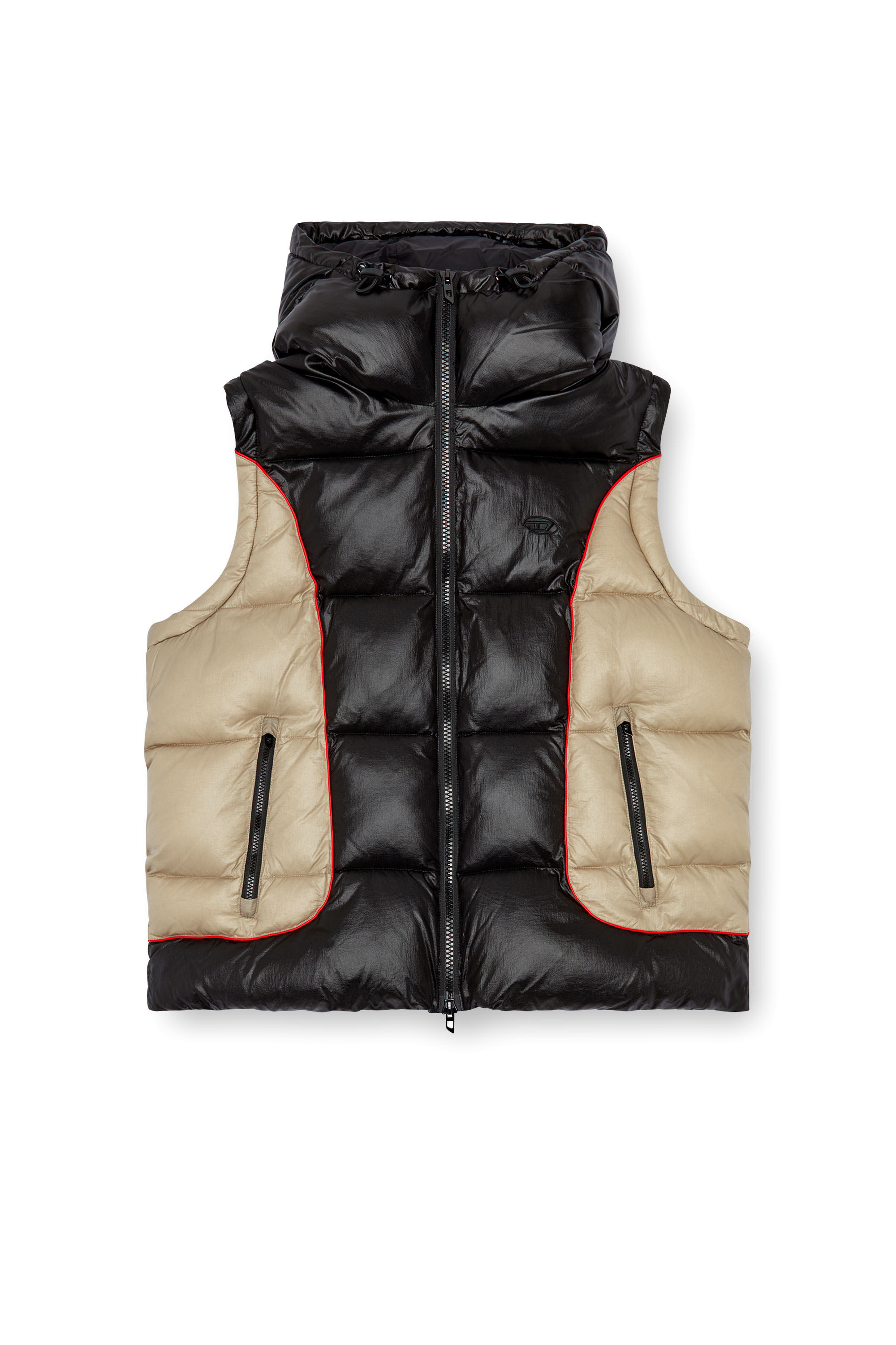 Gilet doudoune a capuche en ripstop brillant Homme Polychrome Diesel