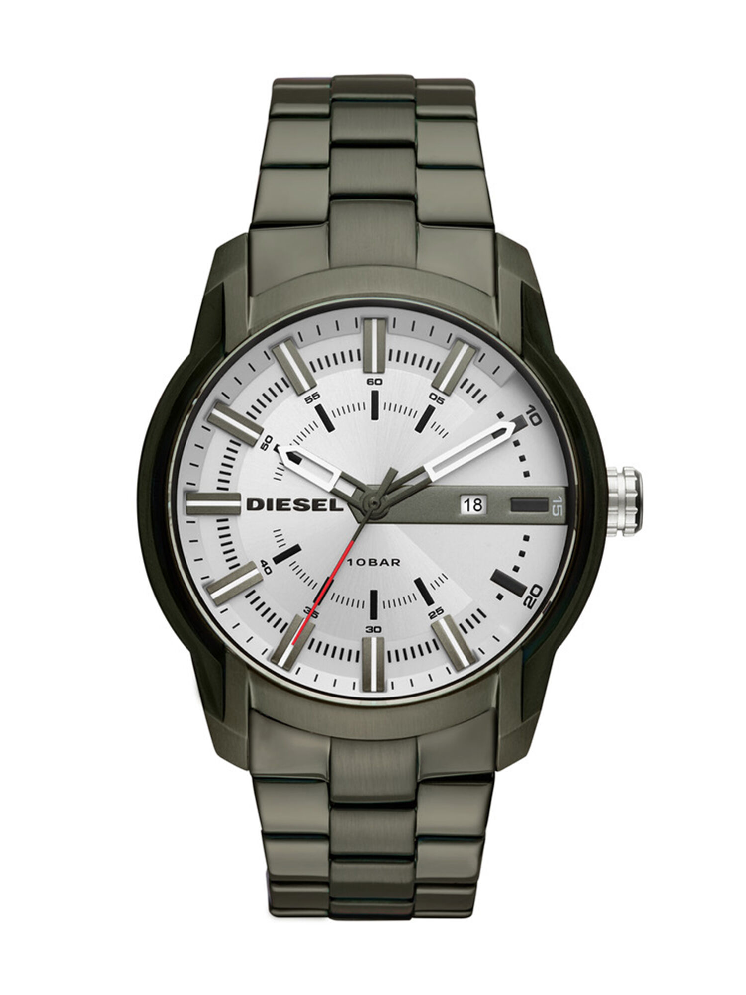 DZ1853 Man Olive watch with three link strap 44 mm Diesel