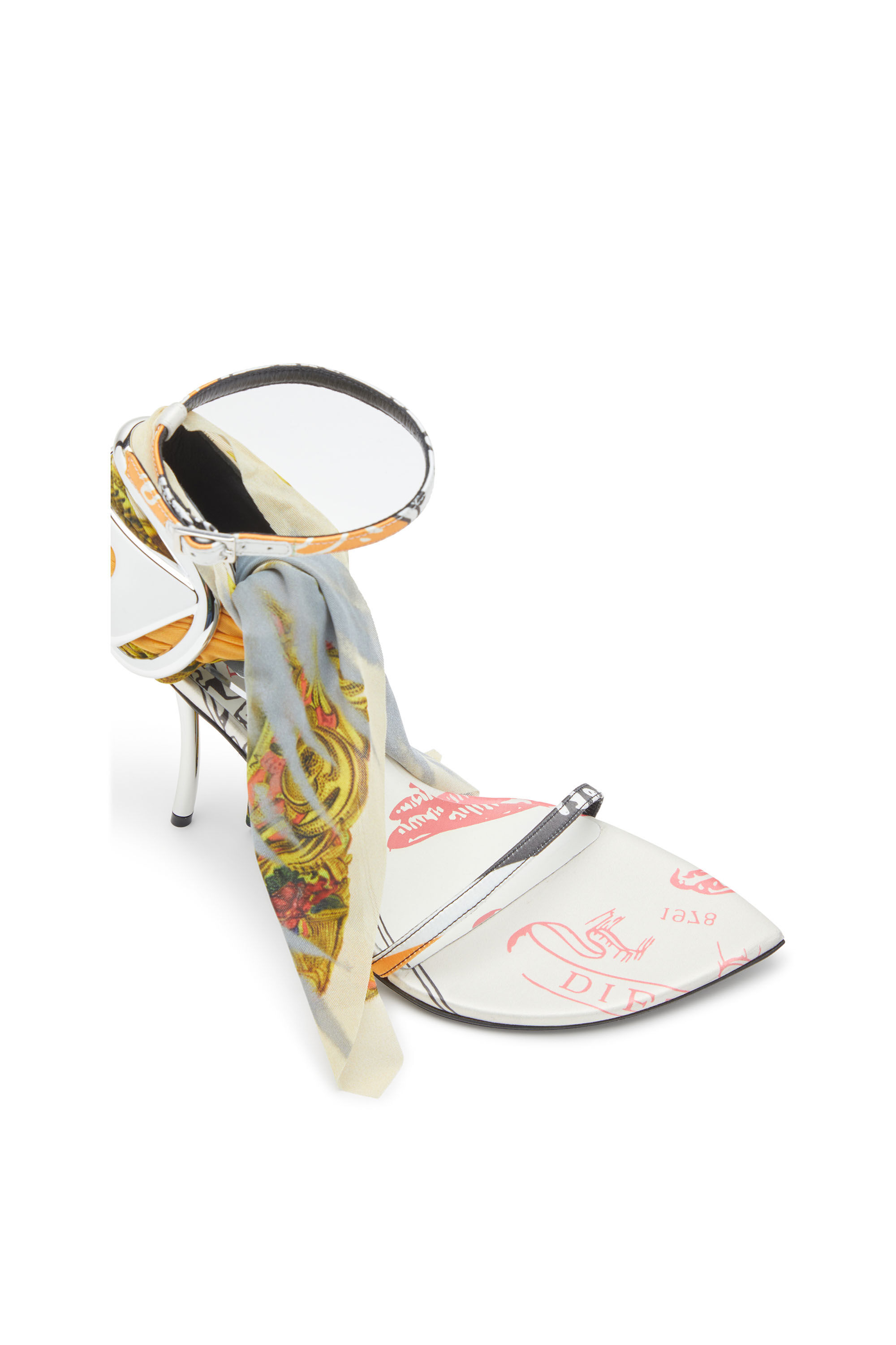 Diesel - D-TEN&HALF SDL BANDANA, D-Ten&Half-Sandale bandana en satin à talon aiguille Femme in Polychrome - 6