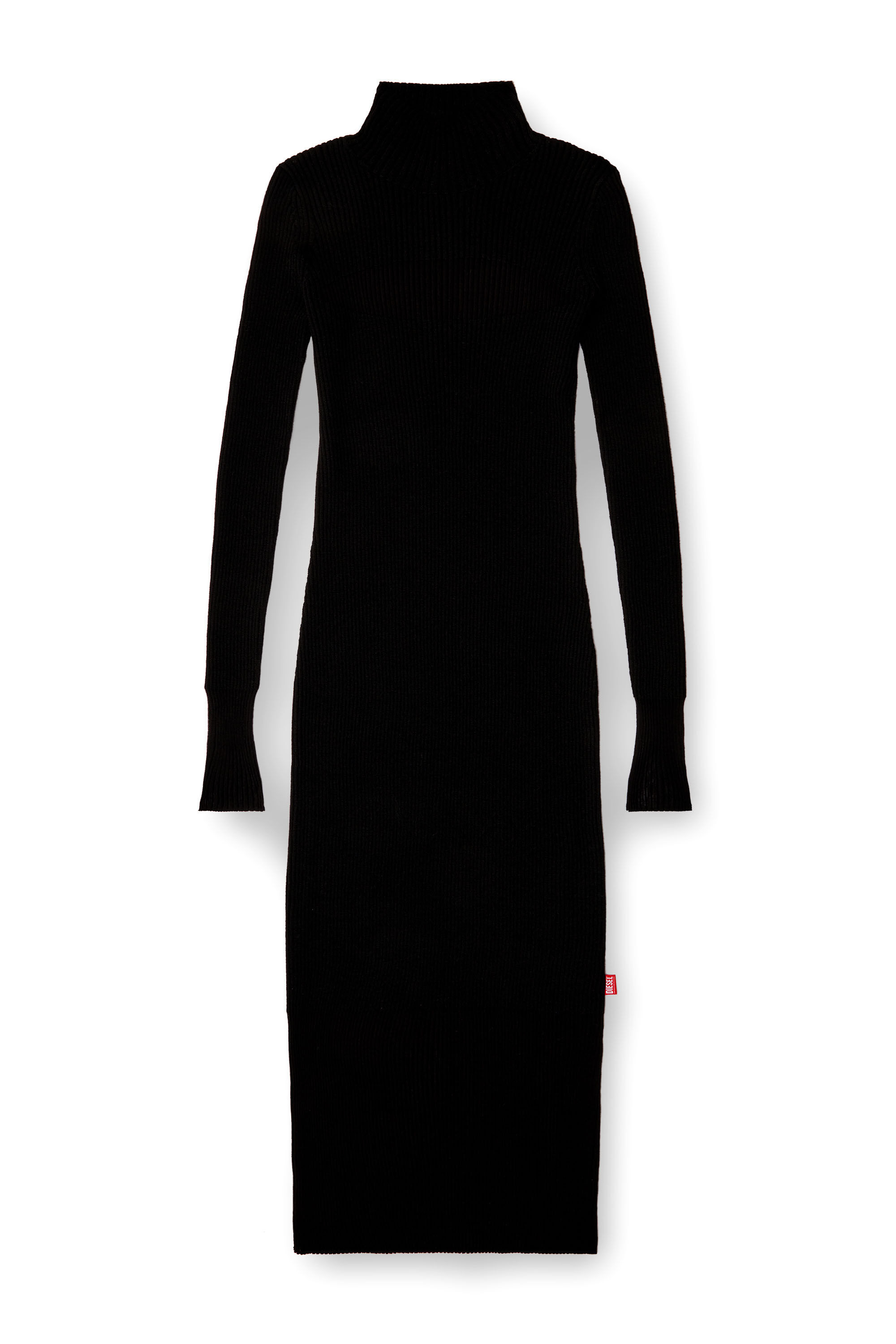 Diesel - M-SLINT, Robe midi en maille côtelée avec empiècements transparents Femme in Noir - 2