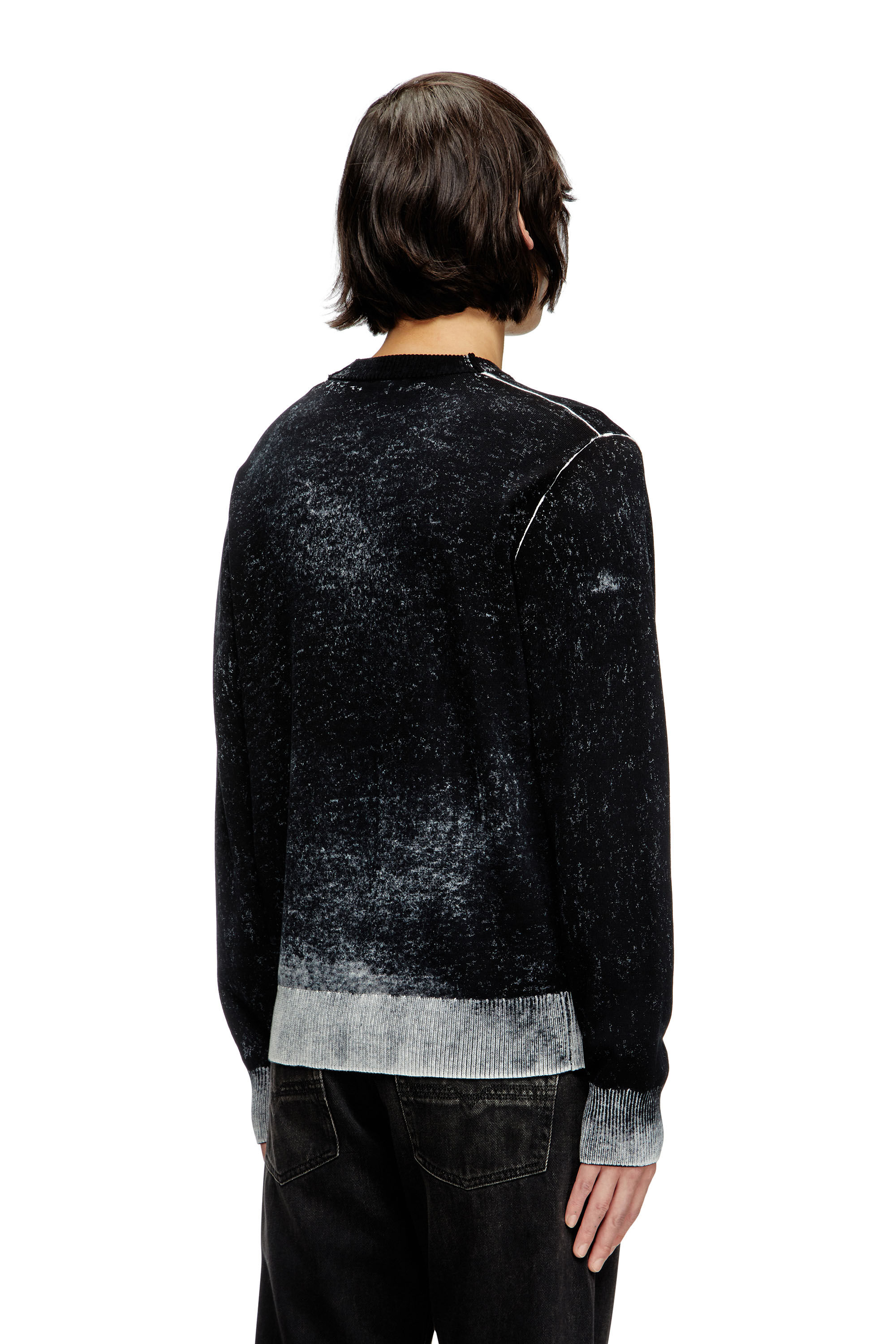 Pull en coton avec imprime inverse Homme Noir Diesel