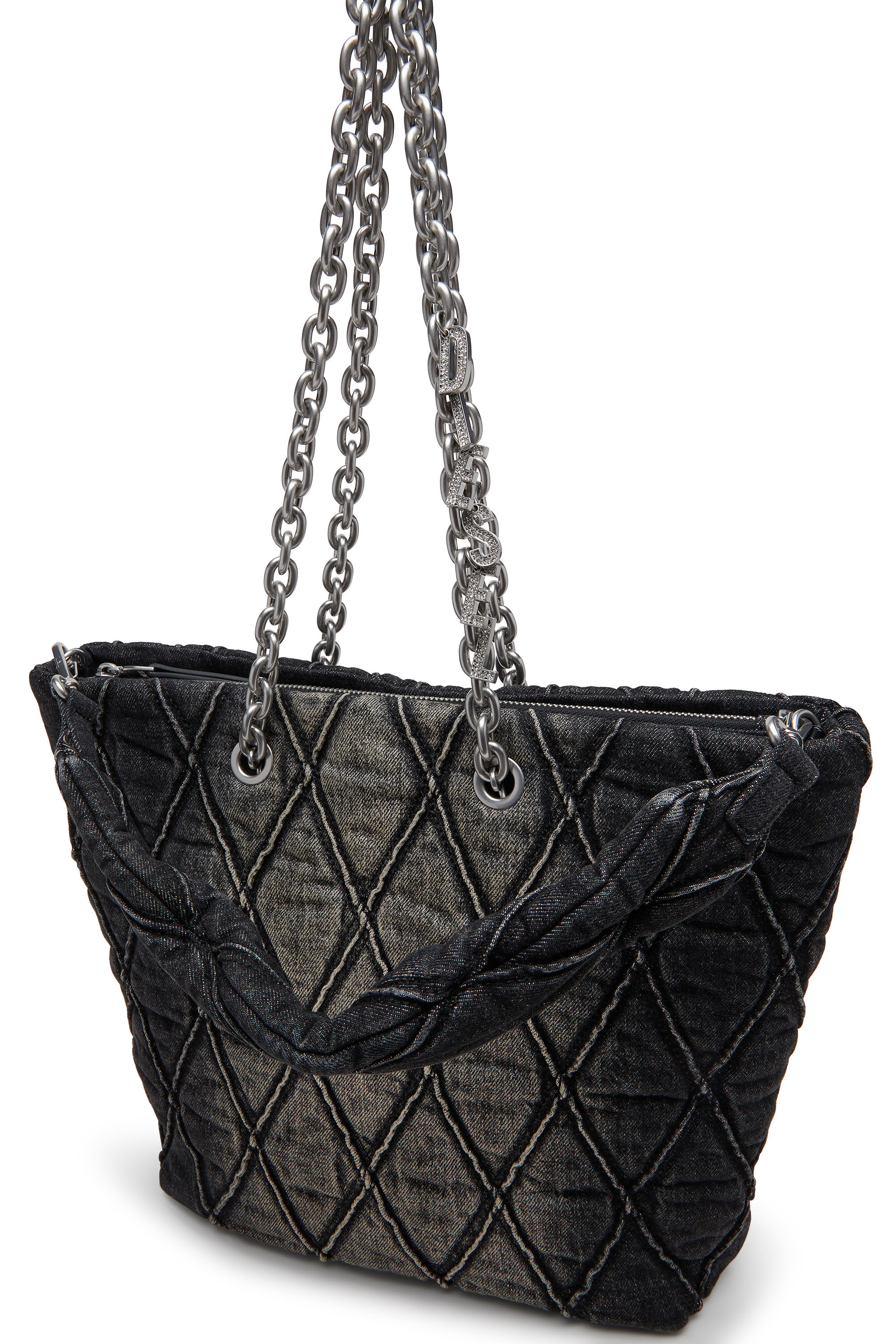 Diesel - CHARM-D SHOPPER M, Charm-D-Sac fourre-tout en denim matelassé Femme in Noir - 5