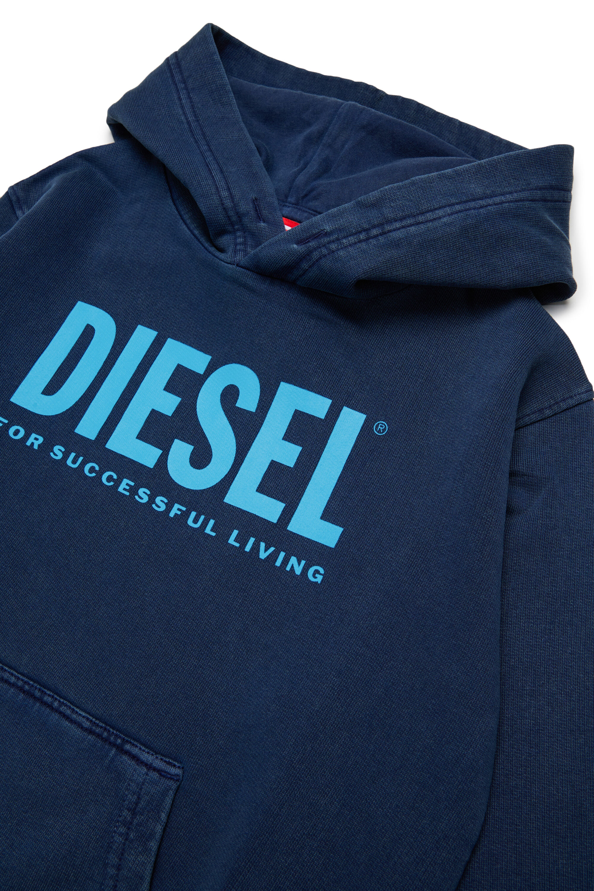 Diesel - STISEL OVER, Sweat &agrave; capuche avec maxi logo imprim&eacute; Homme in Bleu - 3