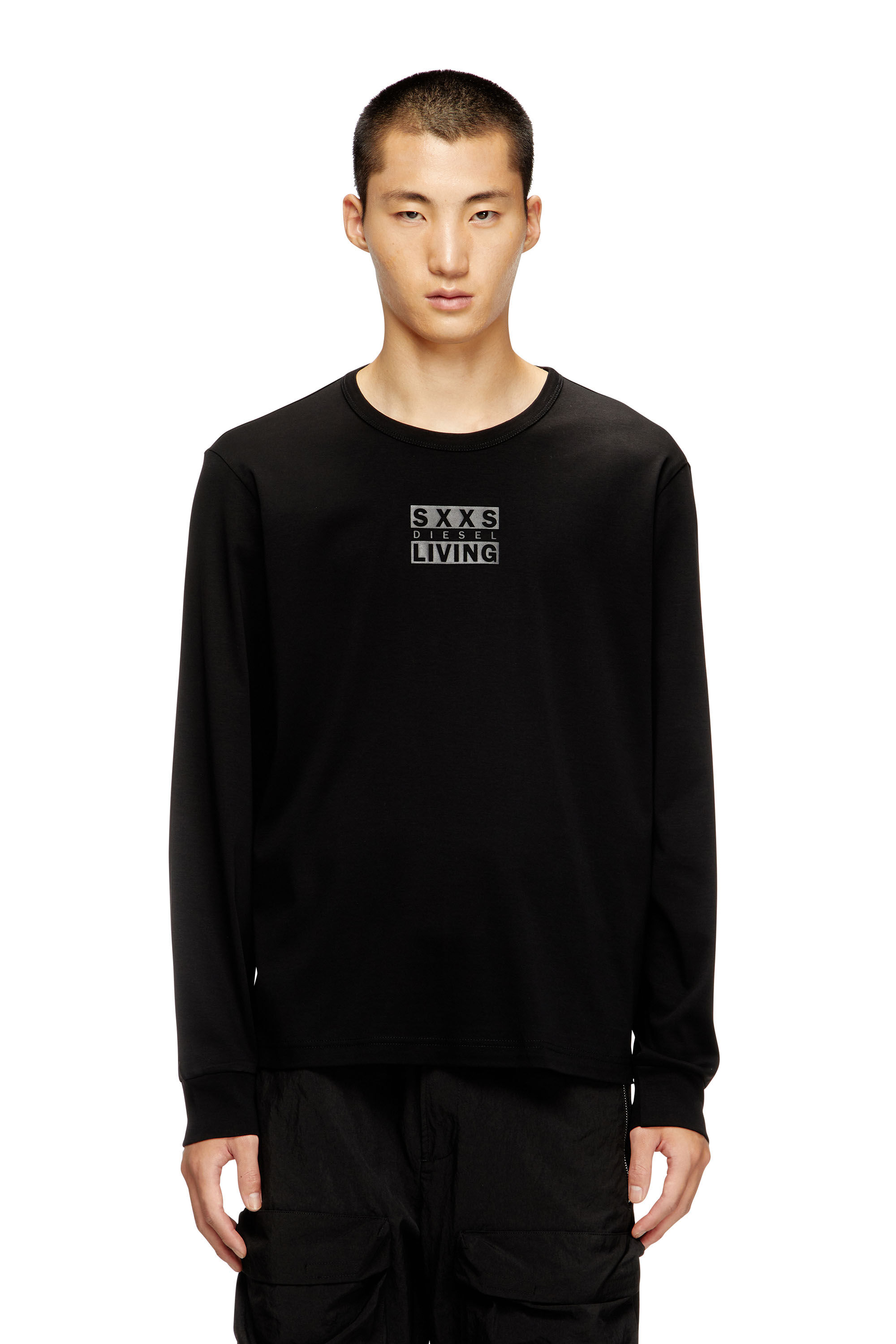 Diesel - T-MADJUST-LS-T1, T-shirt en coton à manches longues Homme in Noir - 3