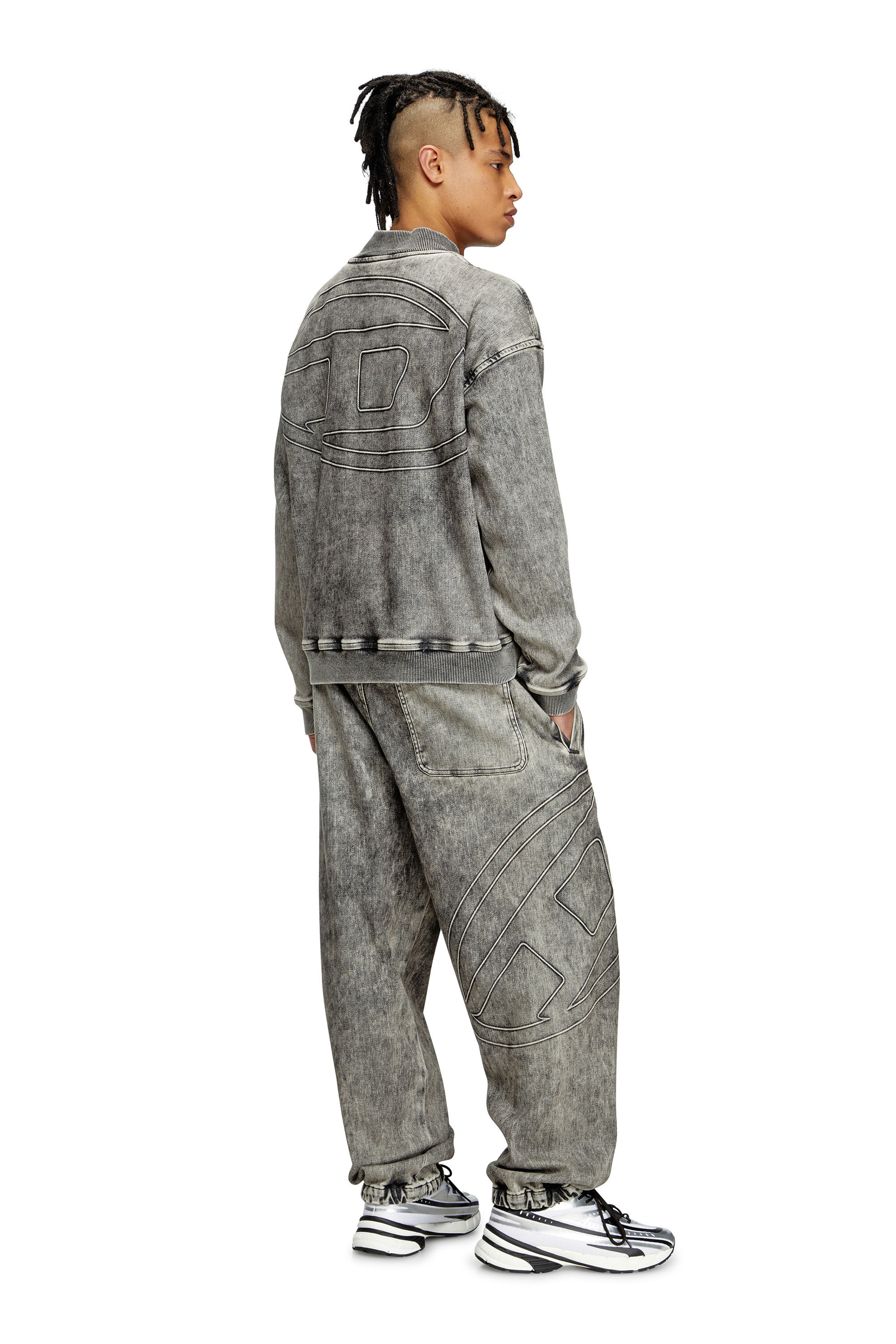 Diesel - D-CARLY-S TRACK, Pull zippé en Track Denim avec logo Oval D Mixte in Gris - 1