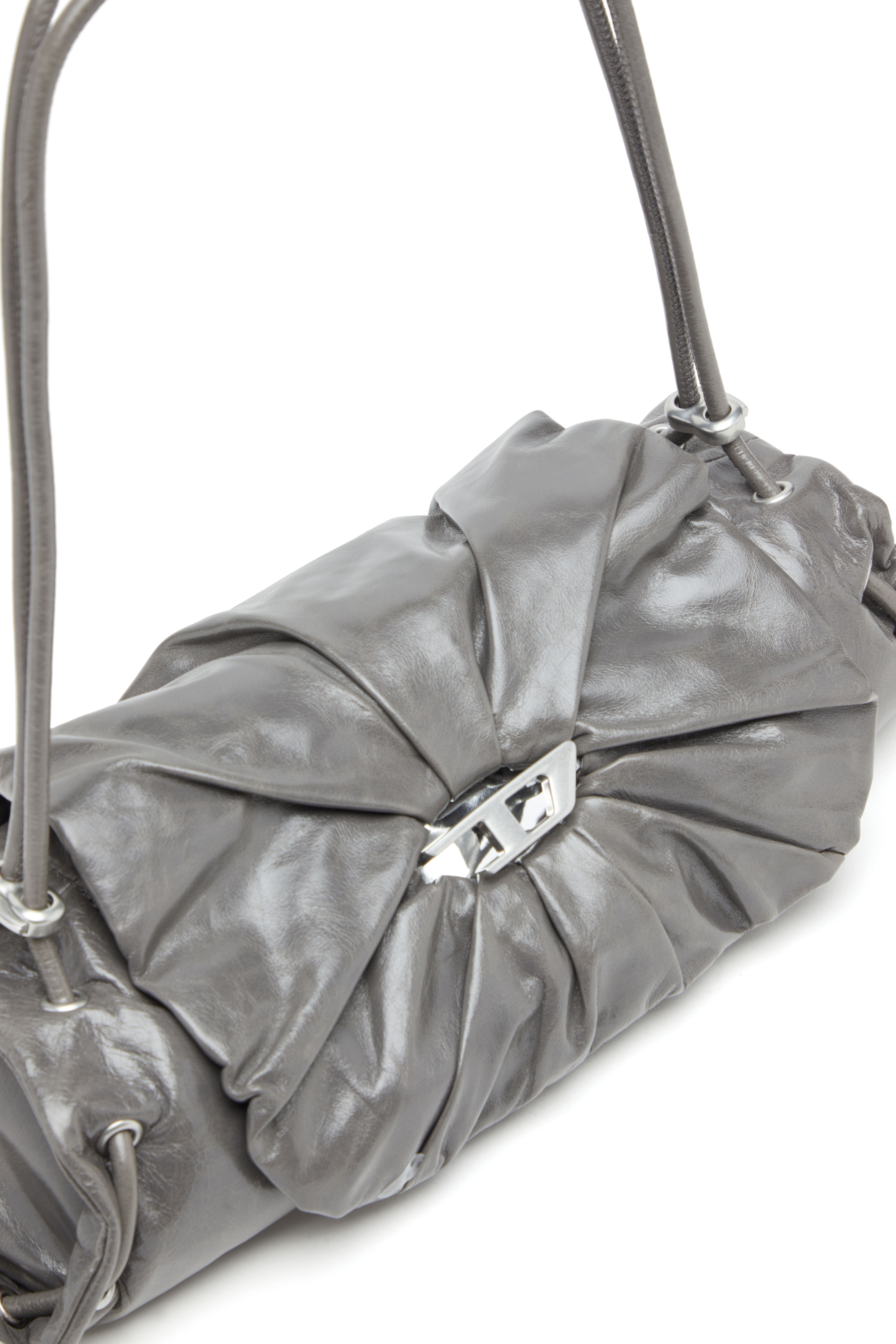 Diesel - SCRUNCH-D SHOULDER S, Scrunch-D S-Sac à bandoulière en cuir froissé Femme in Gris - 2