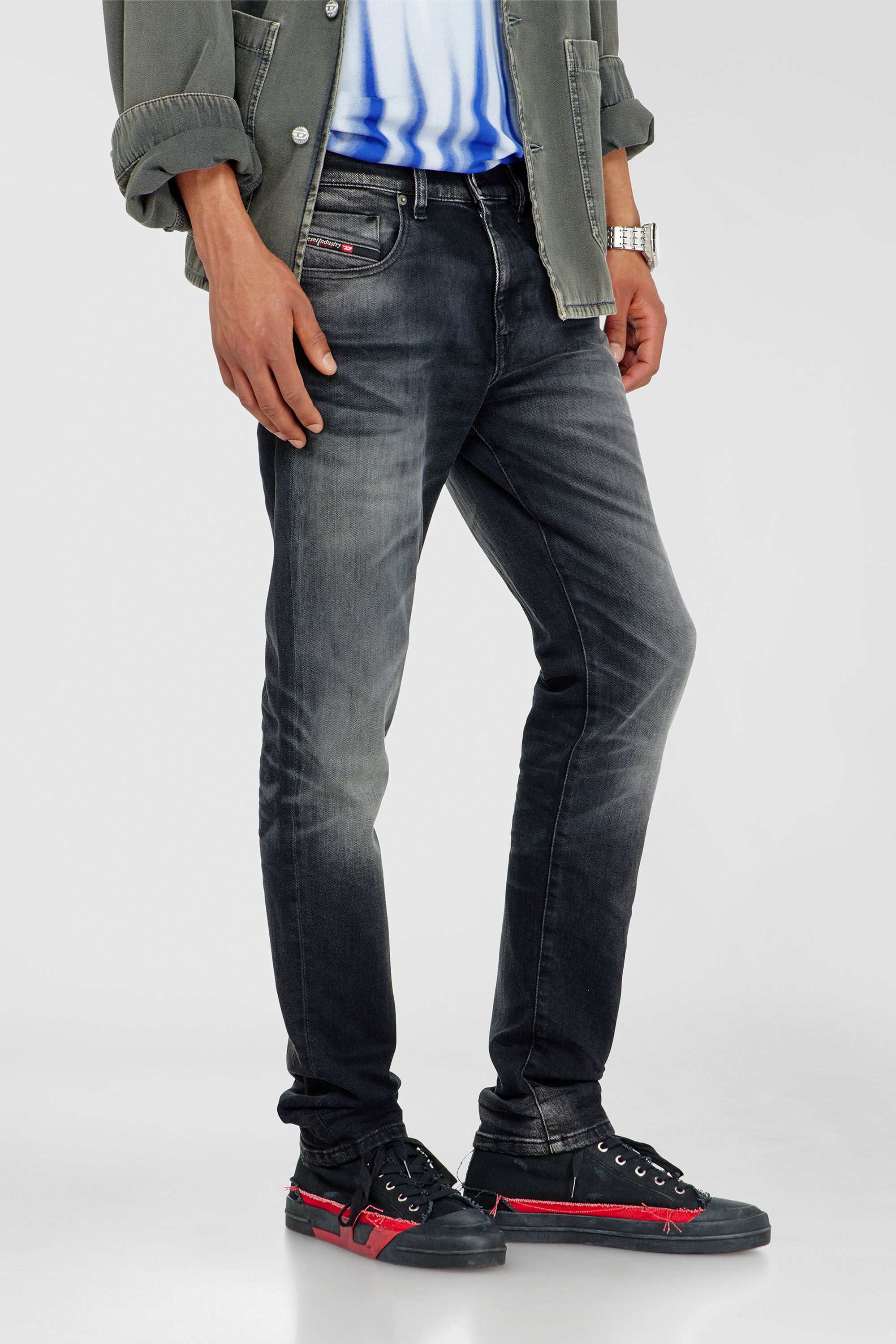 Diesel - Slim Jeans 2019 D-Strukt 09P38 Homme, Noir/Gris fonc&eacute; - Image 7