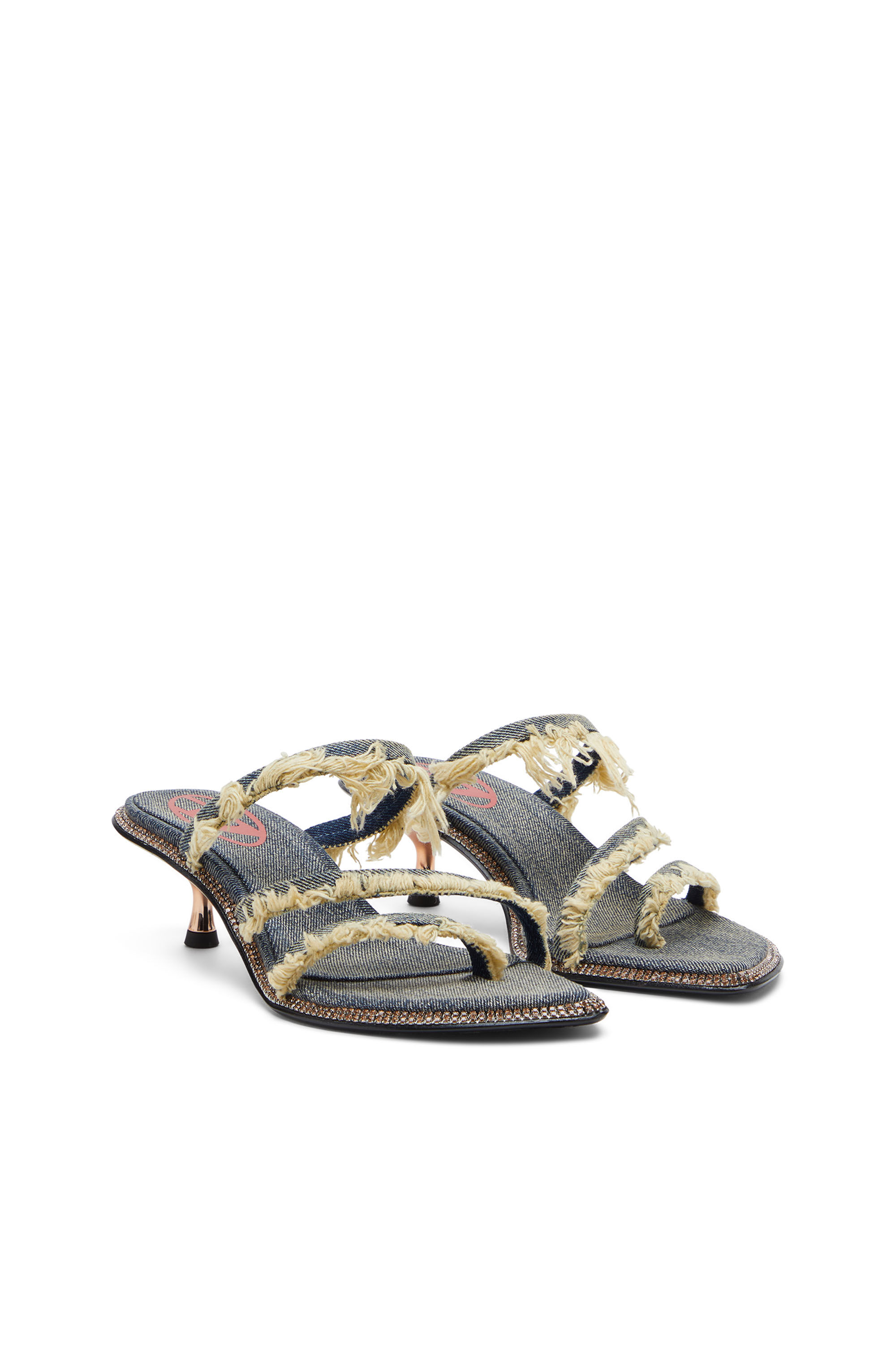 Diesel - D-HAVANNA KITTIE, D-Havanna Kittie-Mules en denim effiloché avec cristaux Femme in Bleu - 2