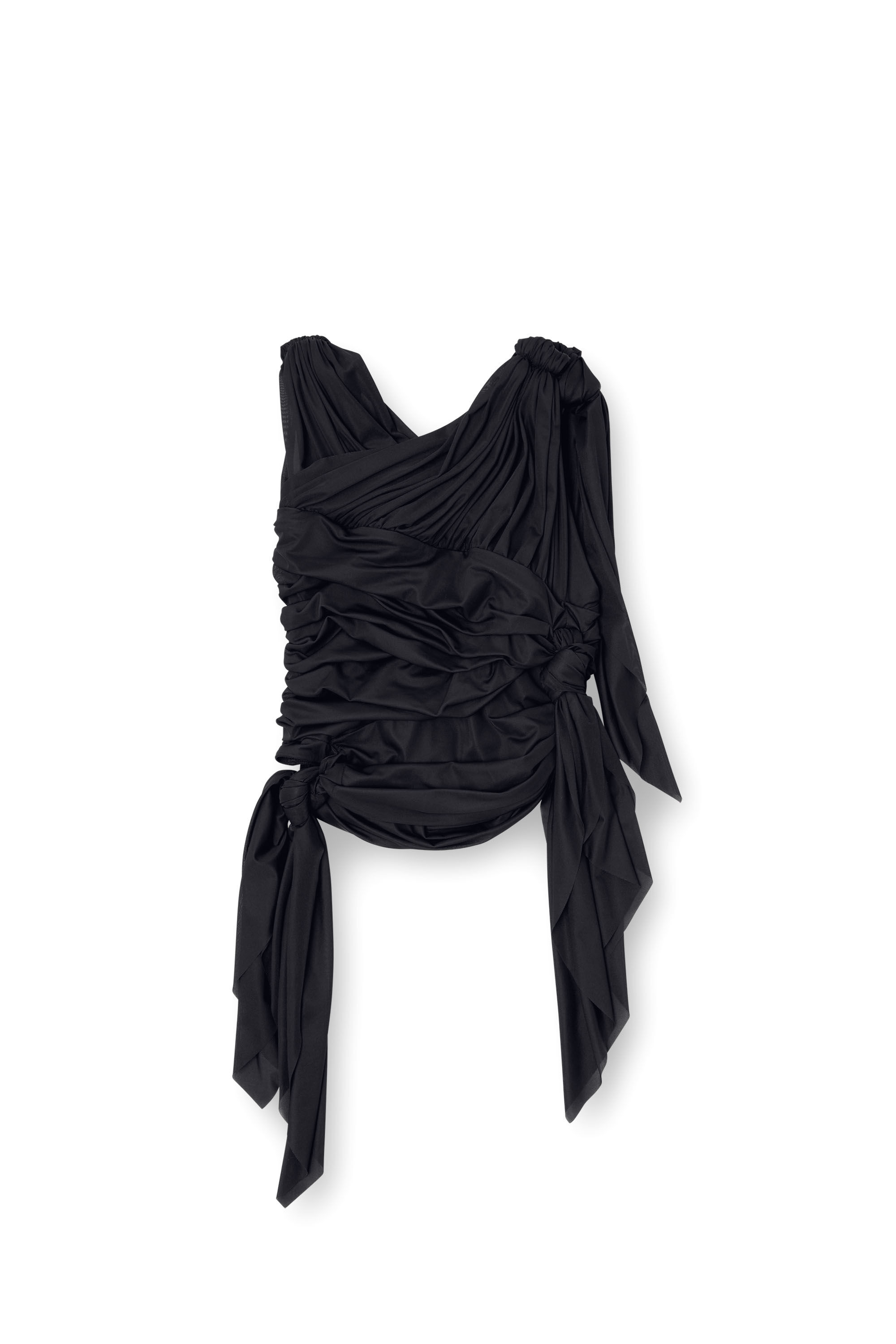Diesel - T-PERSEA-PLAIN, Top drapé en jersey stretch Femme in Noir - 2