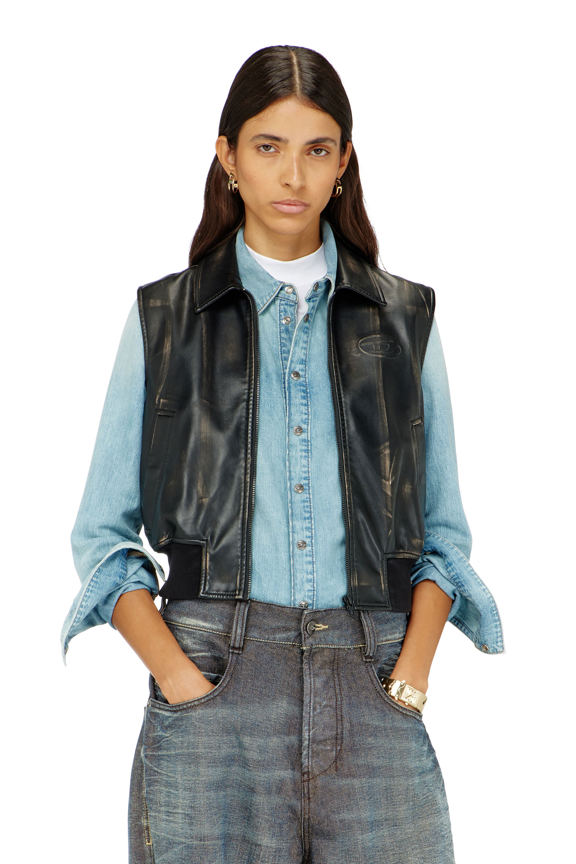 Diesel - G-INKO, Veste bomber avec effet us&eacute; Femme in Marron - 3