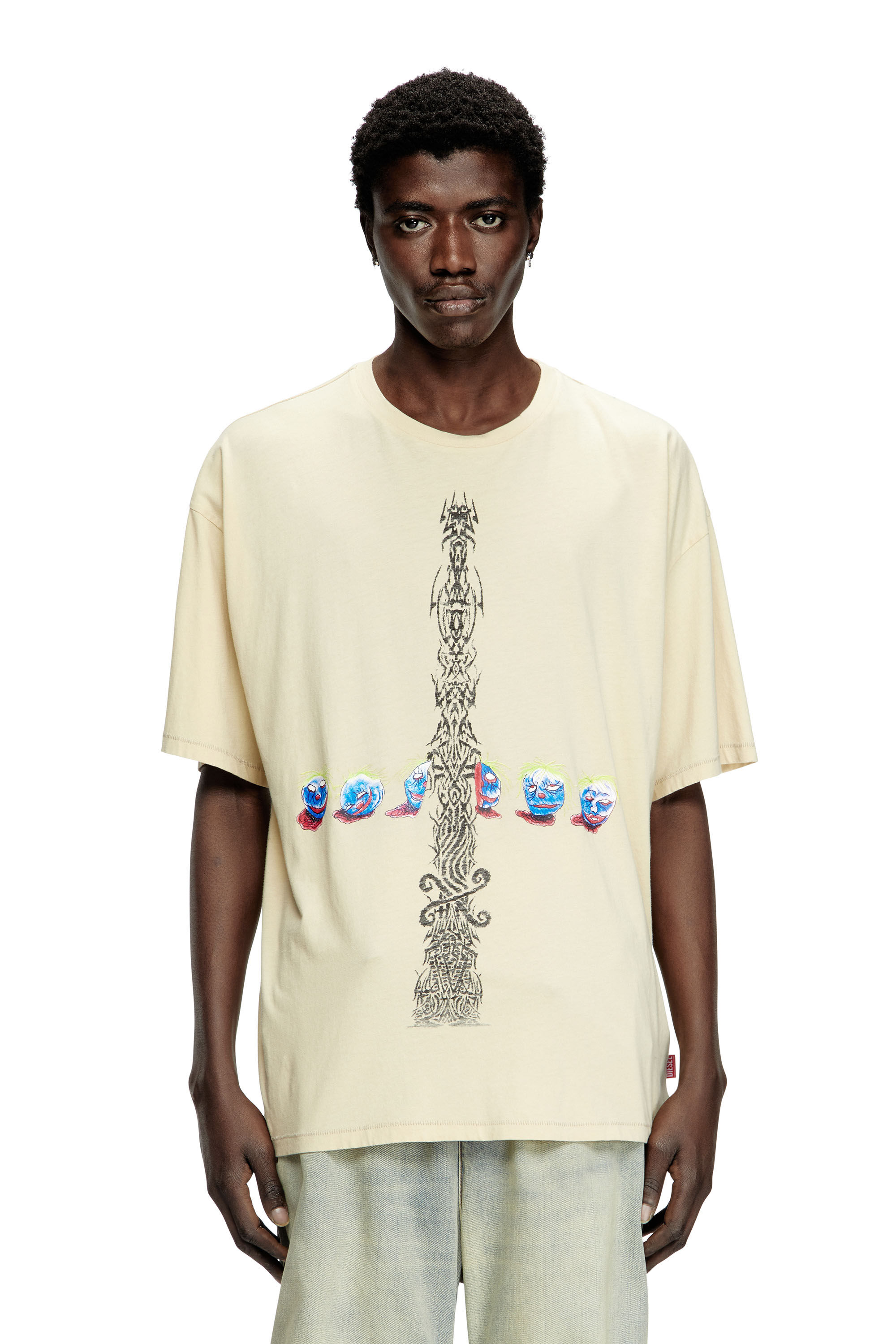 Diesel - T-BOXT-R4, T-shirt délavé à l'acide avec graphismes imprimés Homme in Blanc - 3