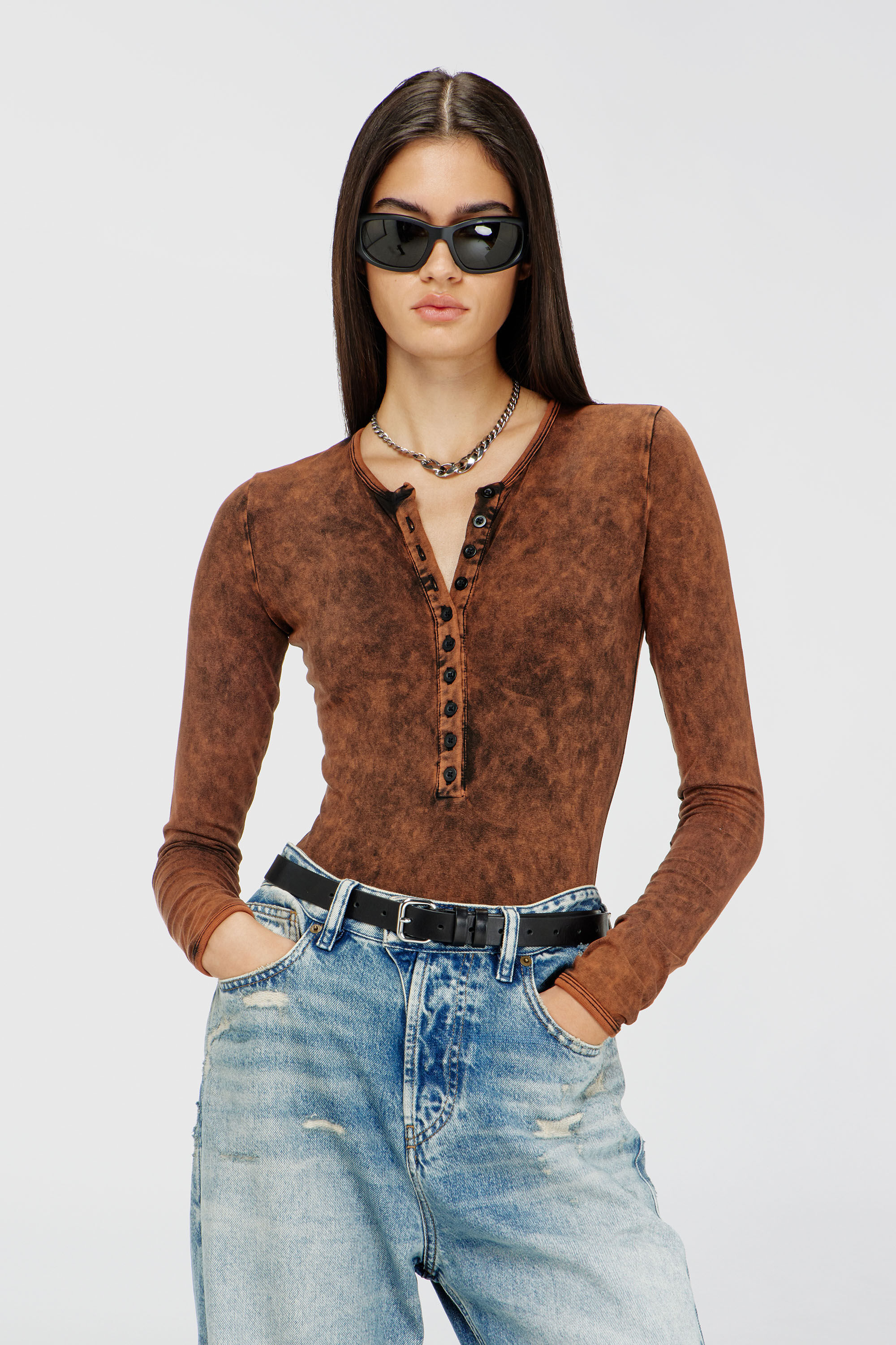 Diesel - FRESYA-DNM, Body en coton &agrave; boutons devant Femme in ToBeDefined - 4