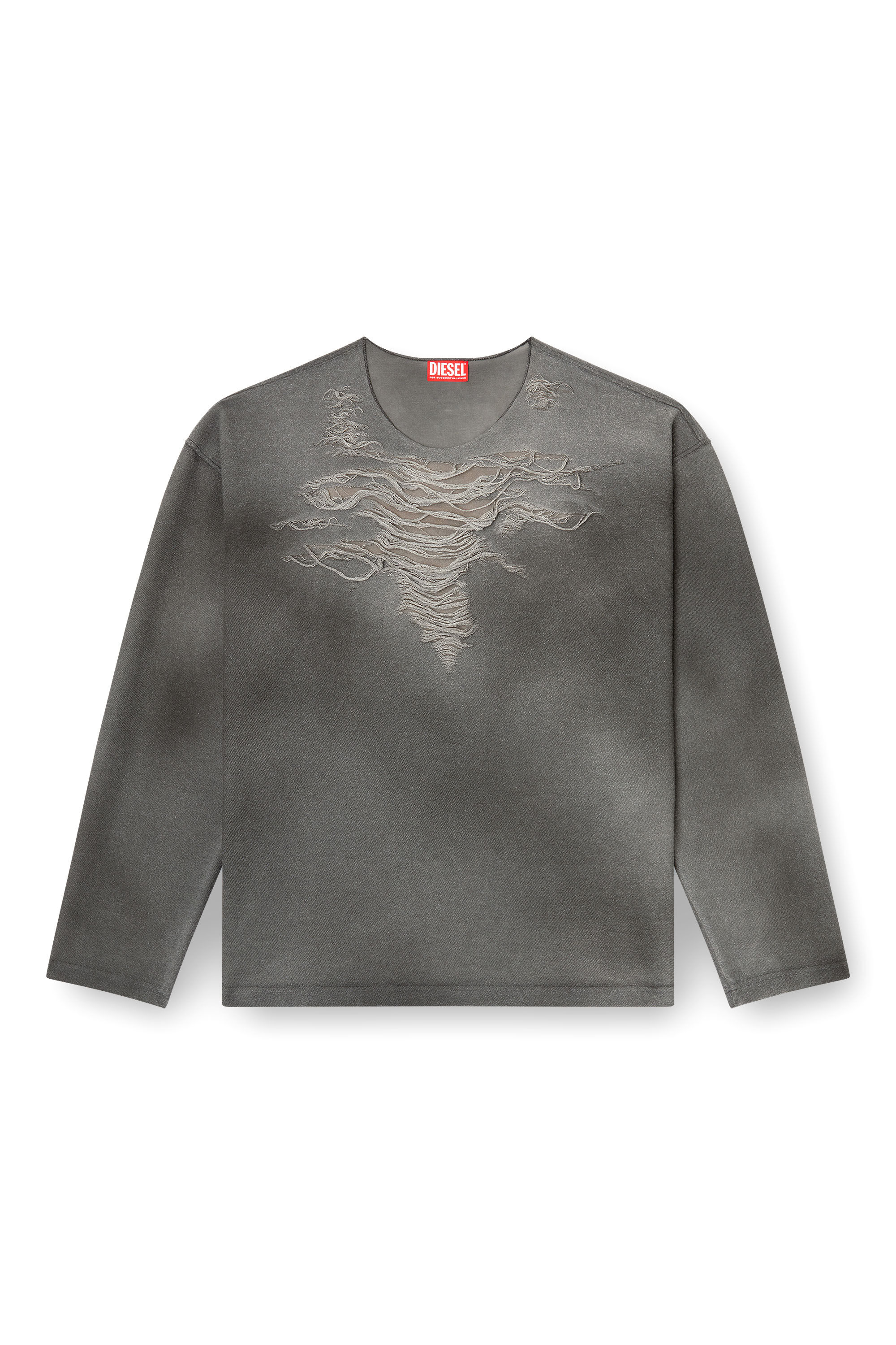 Diesel - S-RUBEN, Sweat-shirt avec effet vieilli à l'avant Homme in Gris - 2