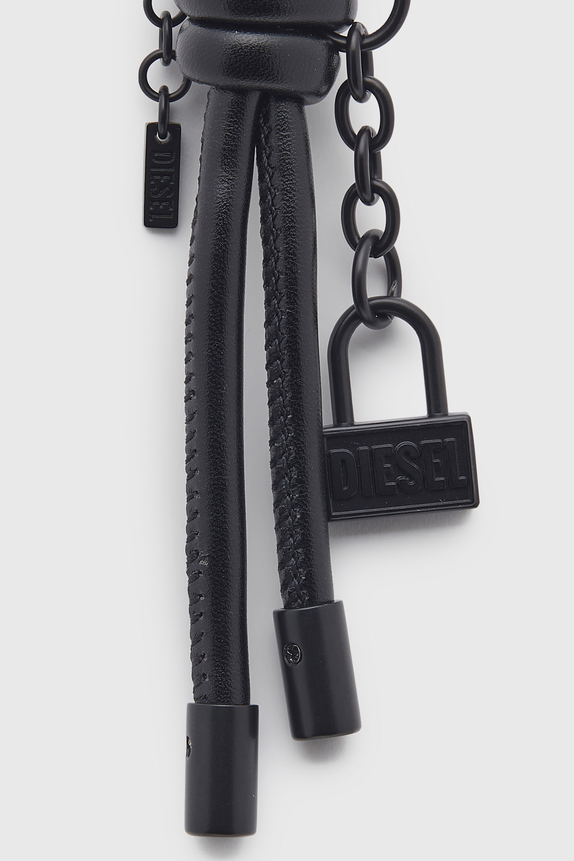 Diesel - CHARM-LOCK II, Porte-cl&eacute;s/pendentif en m&eacute;tal avec d&eacute;tail cadenas Diesel Homme in Noir - 3
